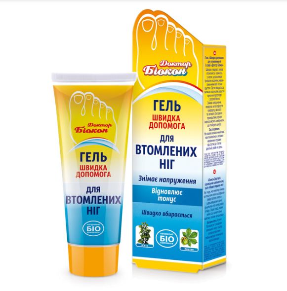 Доктор Біокон гель Швидка допомога для втомлених ніг туба 75мл  фото 1