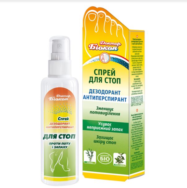 Доктор Біокон спрей дезодорант-антиперспірант для стоп флакон 100мл  фото 1