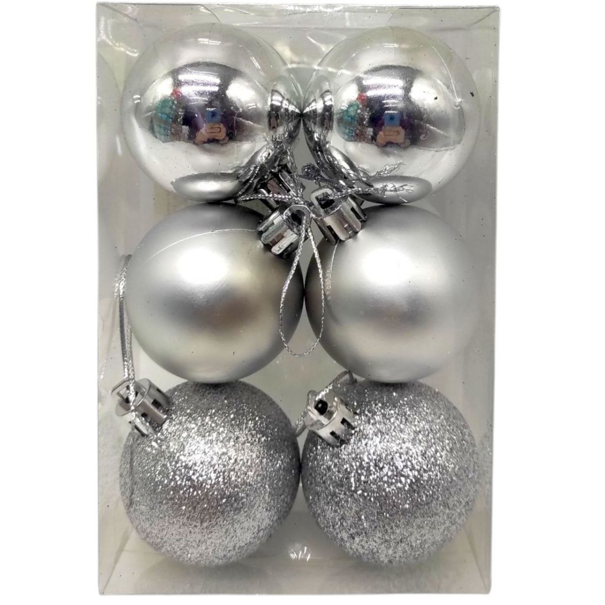 Новогодние украшения, 6 штук, шарики, D=4,5 см, в слюде (микс)  фото 1