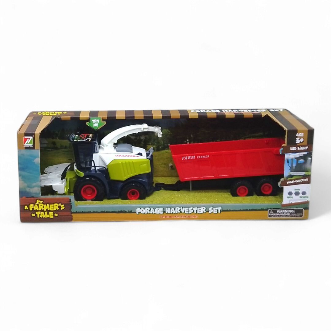 Уцінка.  Комбайн з причепом, з підсвічуванням, звуки, інерція - Примʼята упаковка  фото 1