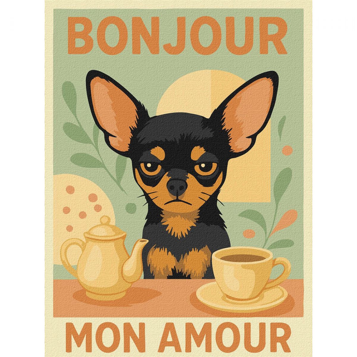 Картина за номерами "Постер.  Ранок з чіхуахуа" 30х40см  фото 1