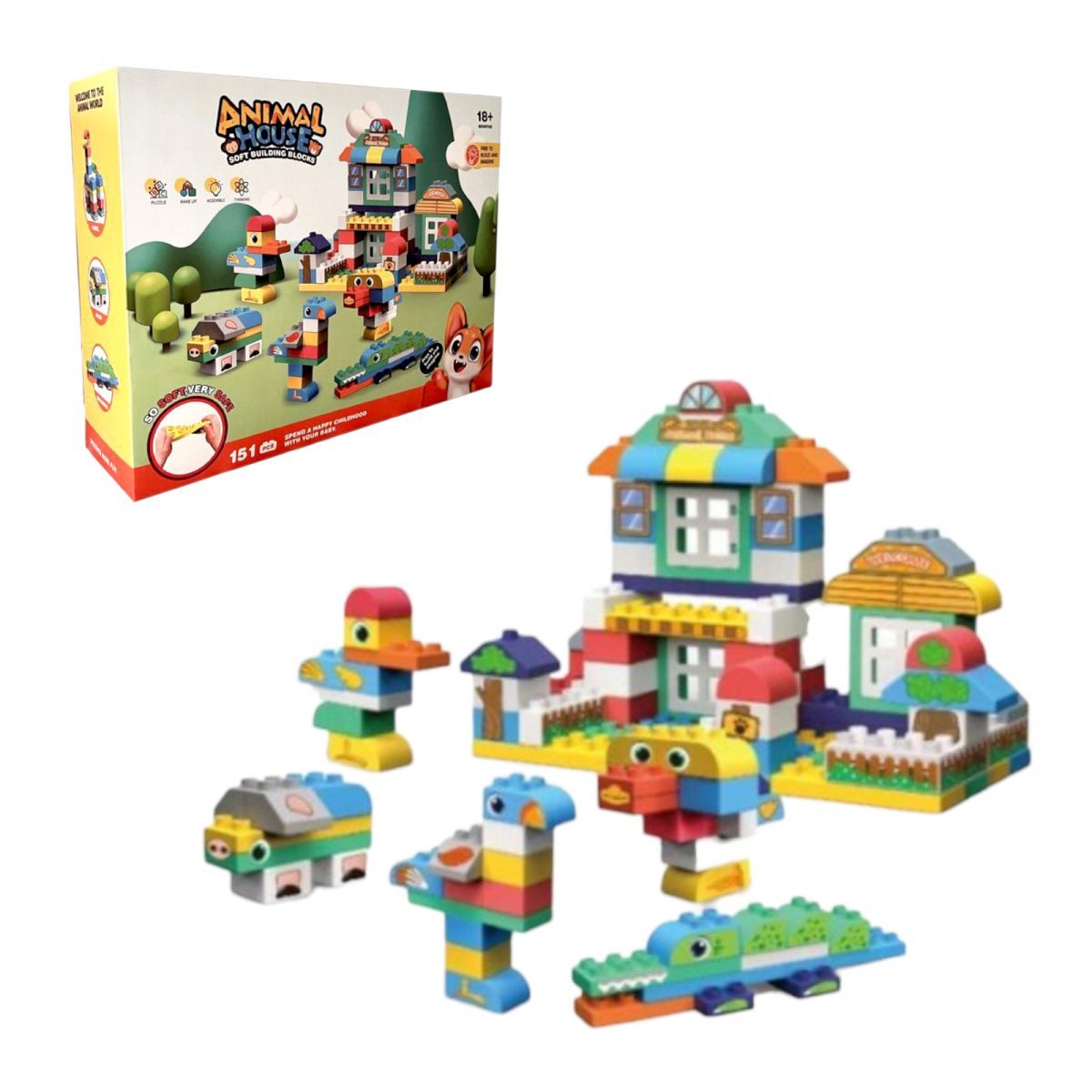 Уцінка.  Конструктор мʼякий (гумовий) 151дет. кор. 38*10,5*29 - Примята упаковка  фото 1