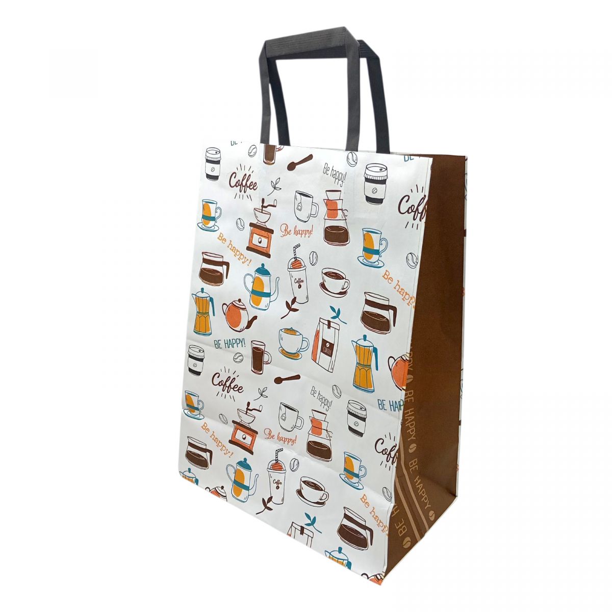 Пакет паперовий з ручками Крафт білий 25х15х34,5 см.  фото 1