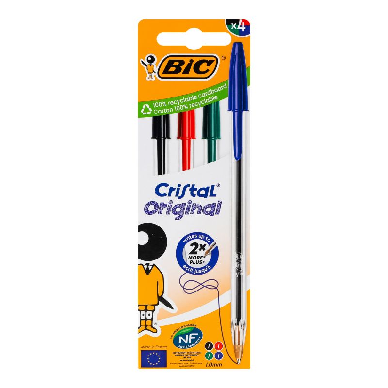 Набір кулькових ручок BIC "Cristal" 4 шт.  асорті кольорів  фото 1