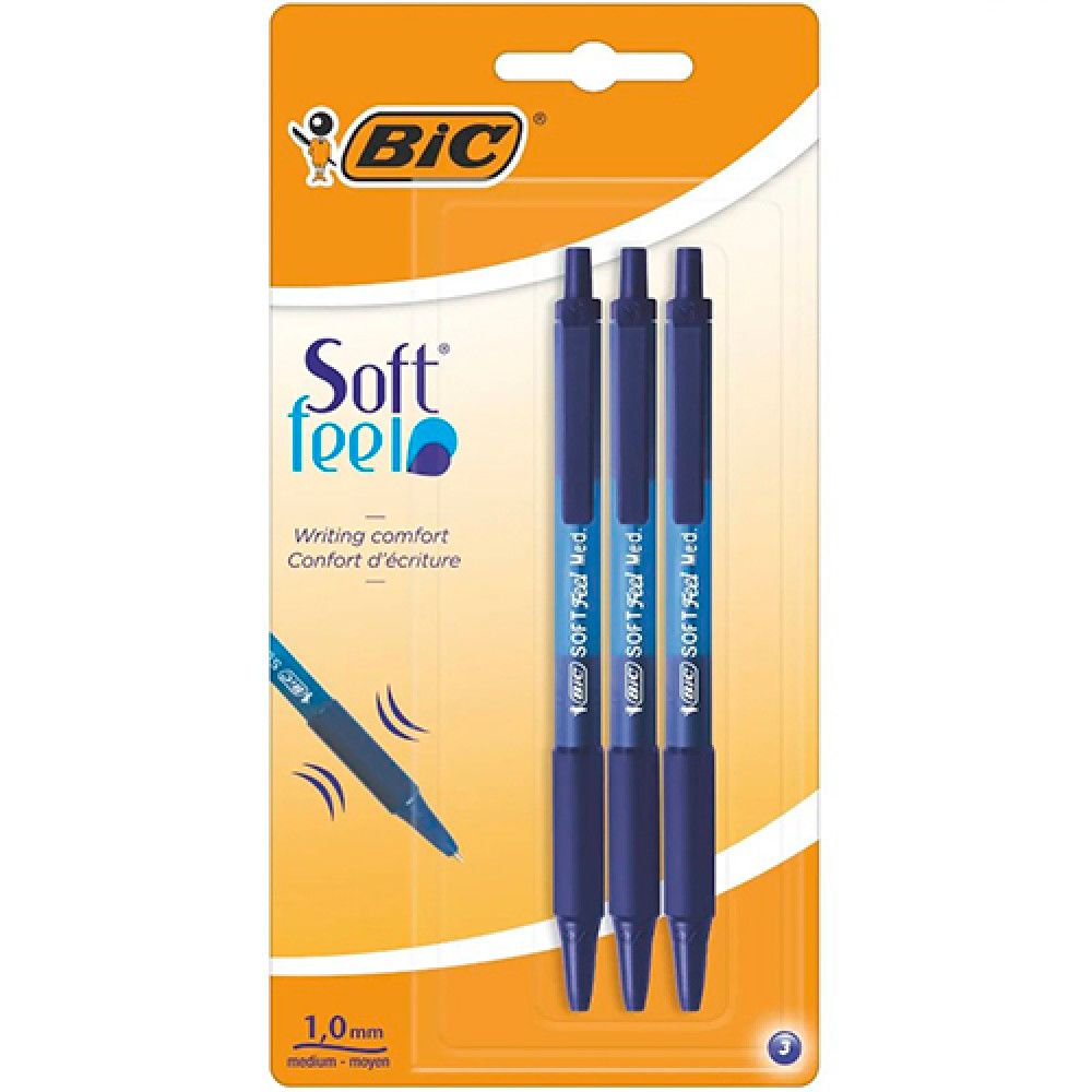 Ручка кулькова BIC Soft Clic Grip, 3 шт.  фото 1