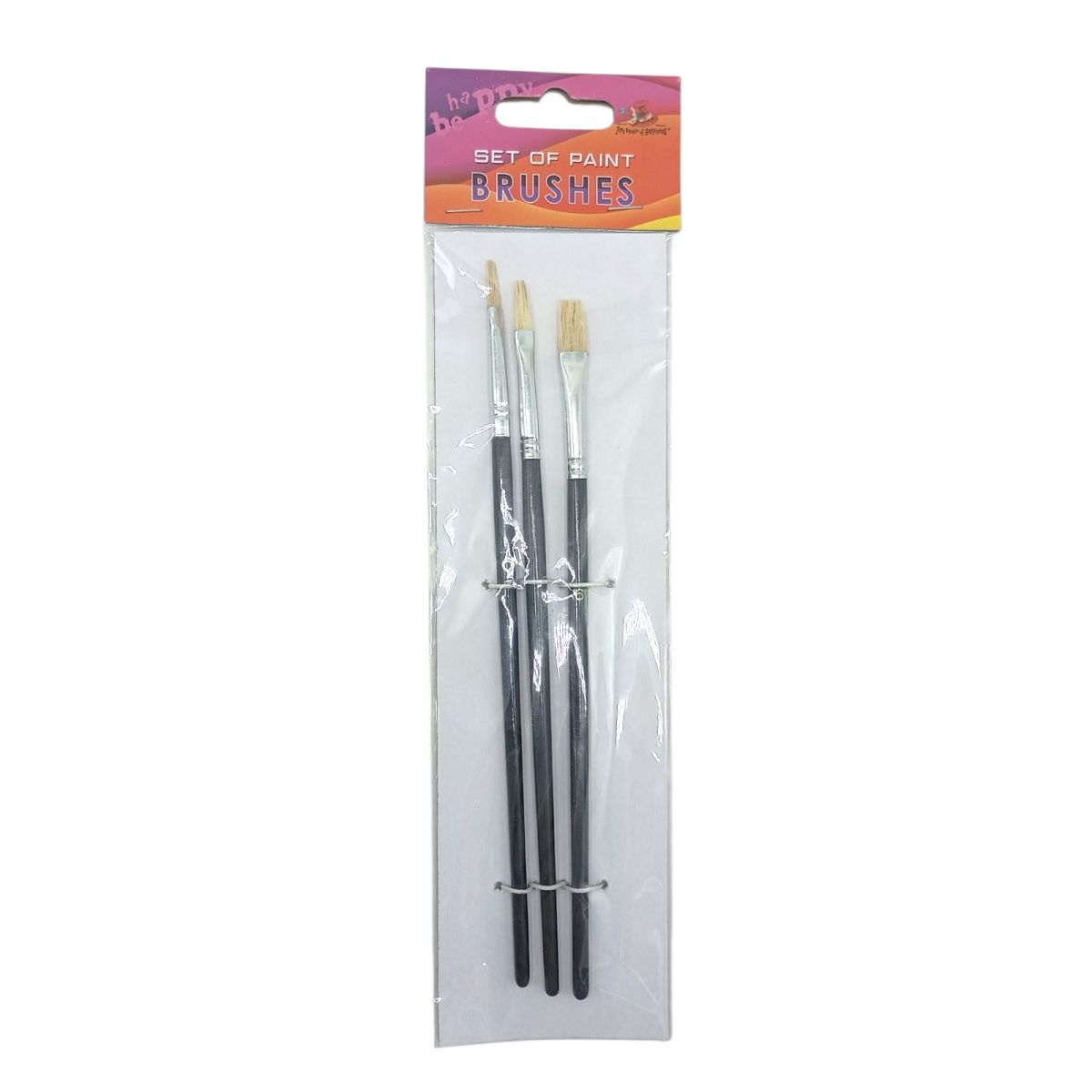 Набір пензлів для малювання, Щетина, розмір 2,4,6, 3шт. в пакеті, плоска головка, деревʼяна ручка  фото 1 Набір пензлів для малювання, Щетина, розмір 2,4,6, 3шт. в пакеті, плоска головка, деревʼяна ручка  фото 1