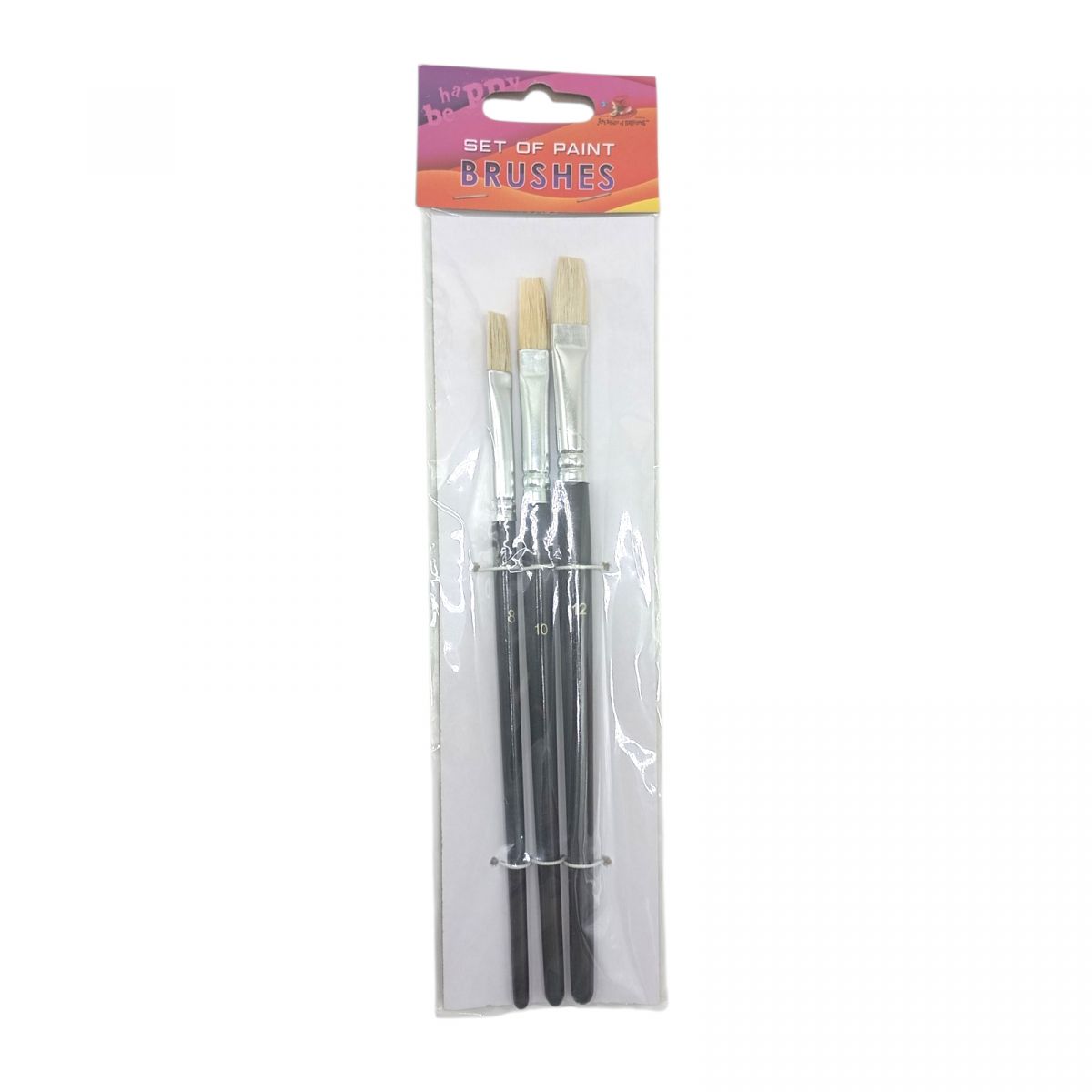 Набор кистей для рисования, Щетина, размер 8,10,12 3шт. в пакете, плоская головка, деревянная ручка  фото 1 Набор кистей для рисования, Щетина, размер 8,10,12 3шт. в пакете, плоская головка, деревянная ручка  фото 1