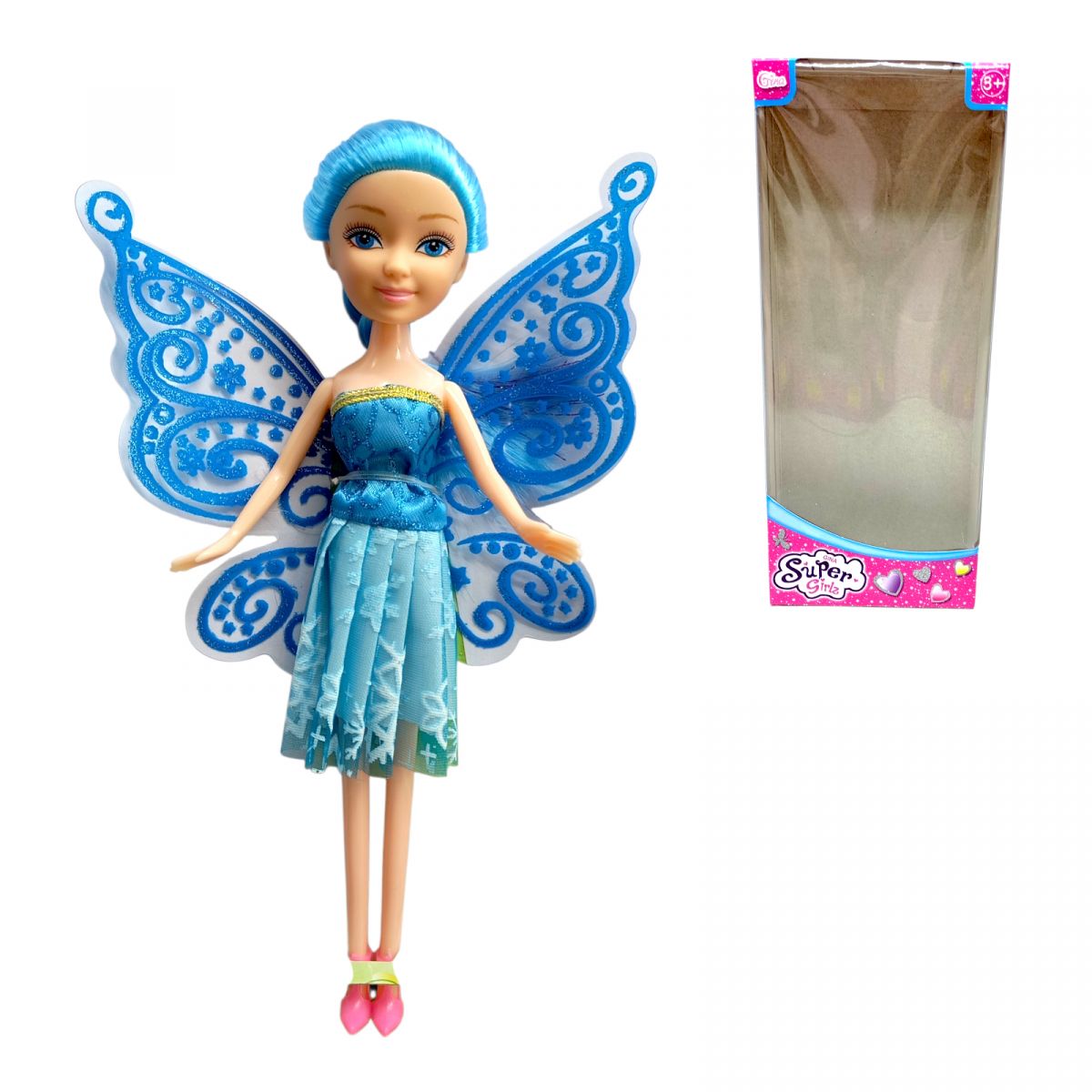 Лялька 22см  фея з крилами (БЛАКИТНА)  фото 1