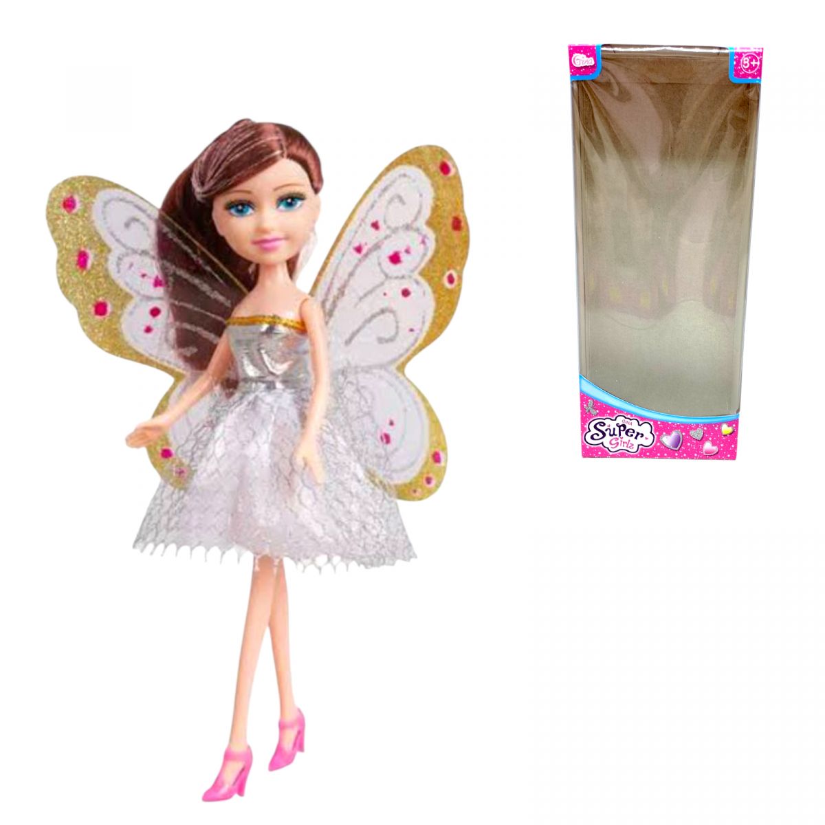 Лялька 22см  фея з крилами (СРІБНА)  фото 1 Лялька 22см  фея з крилами (СРІБНА)  фото 1