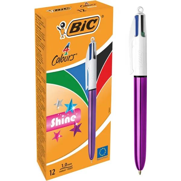 Кулькова ручка BIC 4 Colours Shine Pink  фото 1