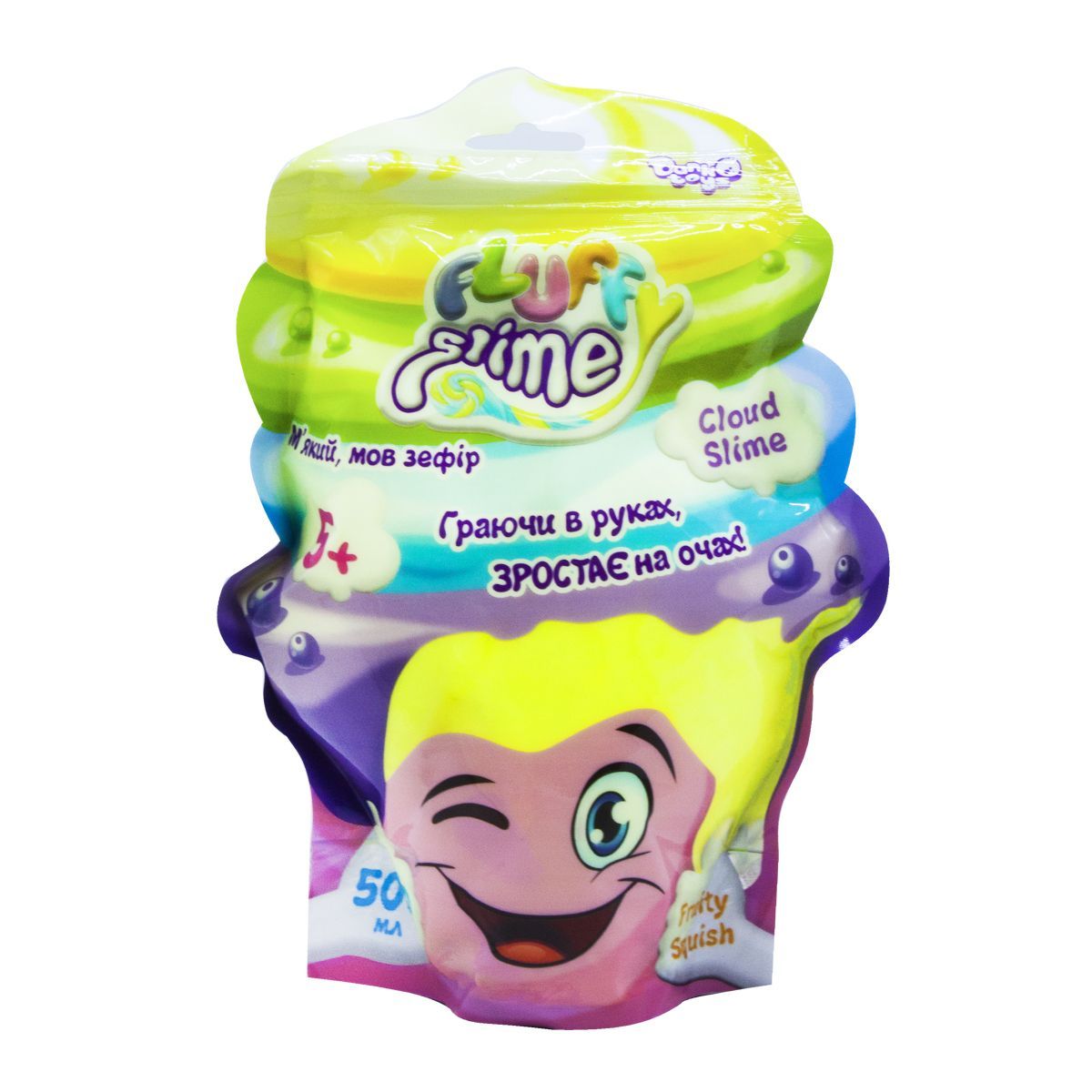 Уцінка.  Слайм Fluffy Slime укр 500 г жовтий - Пошкоджена упаковка витікає  фото 1