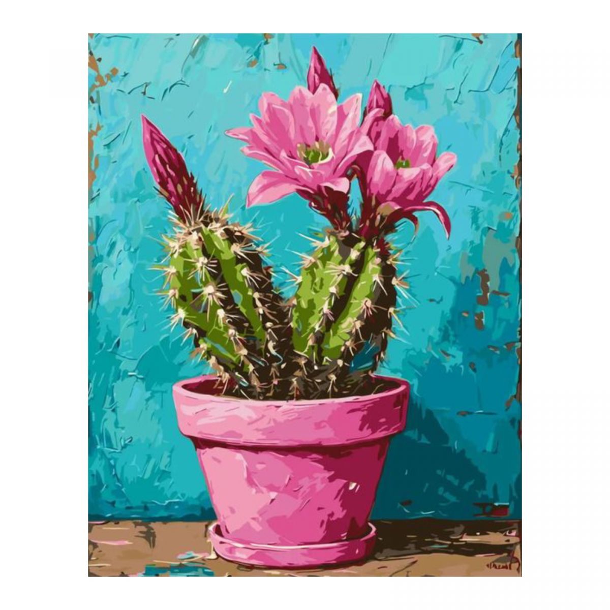 Картина за номерами Квіти.  Рожевий кактус 40*50 см  фото 1 Картина за номерами Квіти.  Рожевий кактус 40*50 см  фото 1