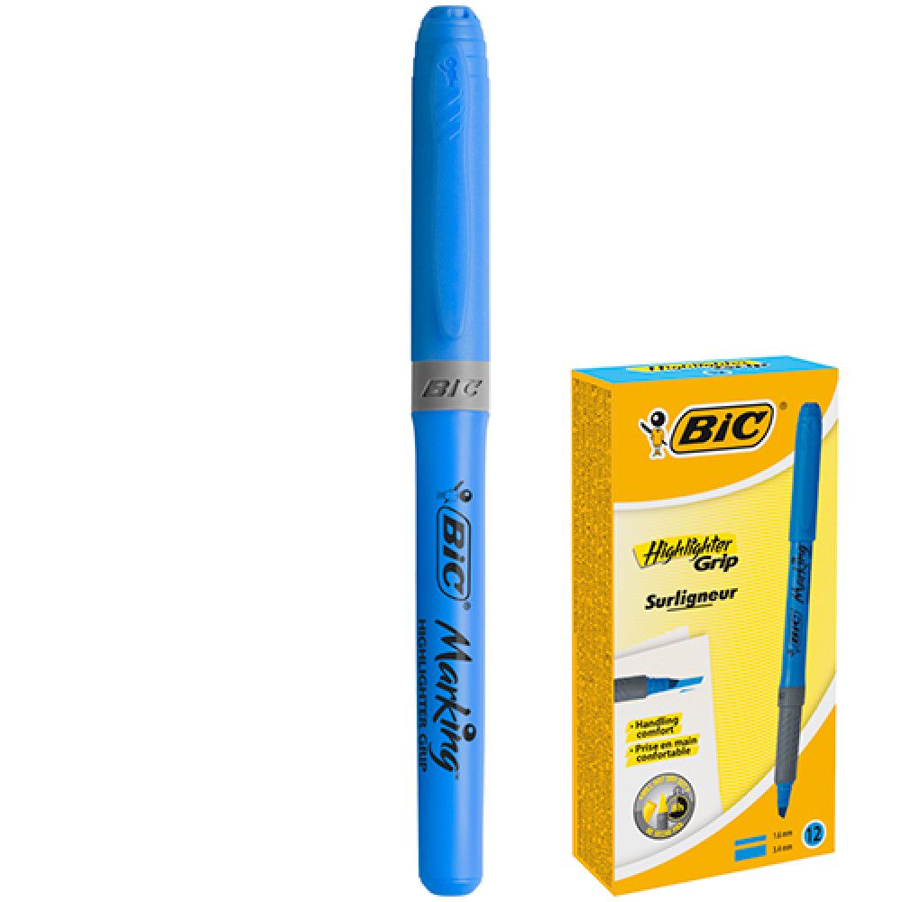 Текстовиділювач BIC Grip, синій  фото 1