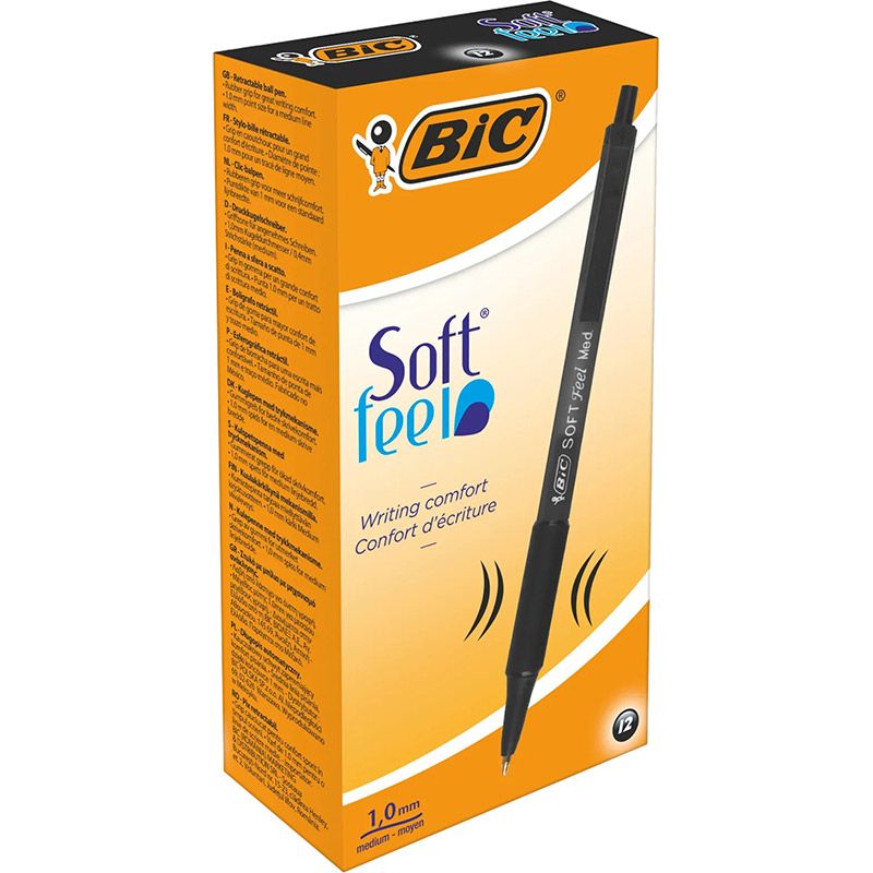 Набір кулькових ручок BIC Soft Feel Clic Grip,12 шт.  фото 1
