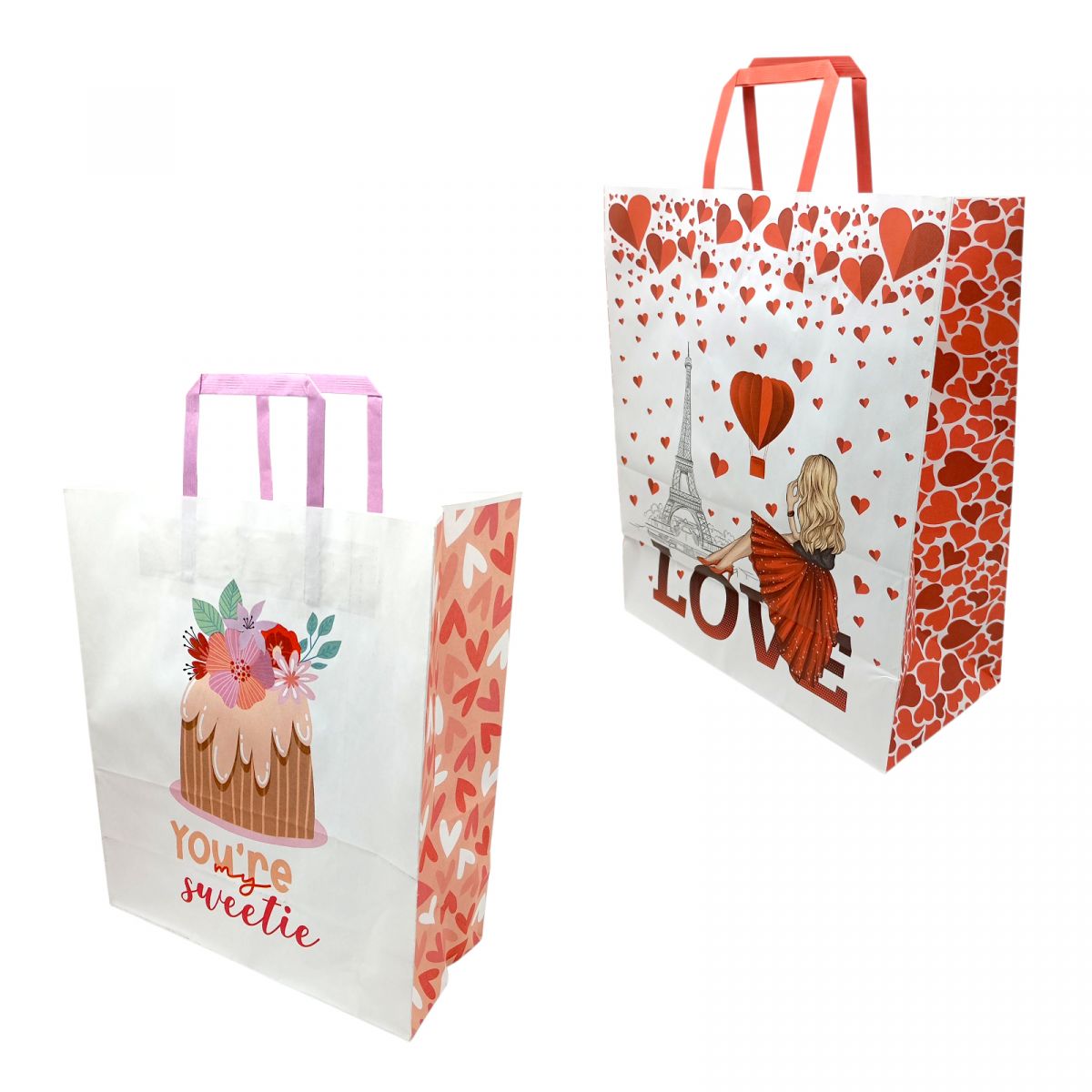 Пакет паперовий з ручками 38х32см Крафт білий (ВИД 2)  фото 1