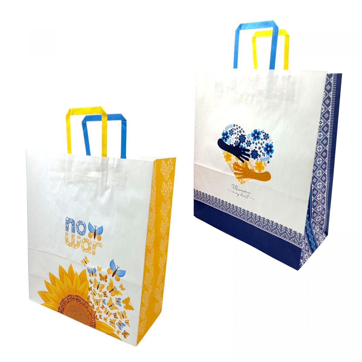 Пакет паперовий з ручками 38х32см Крафт білий (ВИД 5)  фото 1