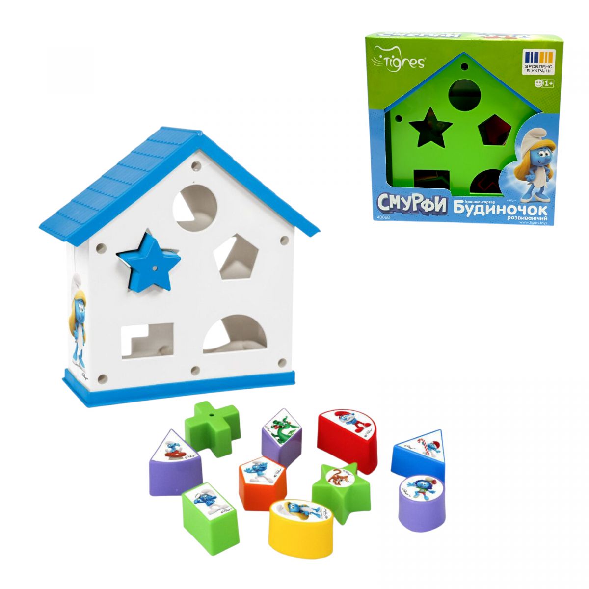 Іграшка-сортер Будиночок розвиваючий, СМУРФИ (БІЛИЙ)  фото 1