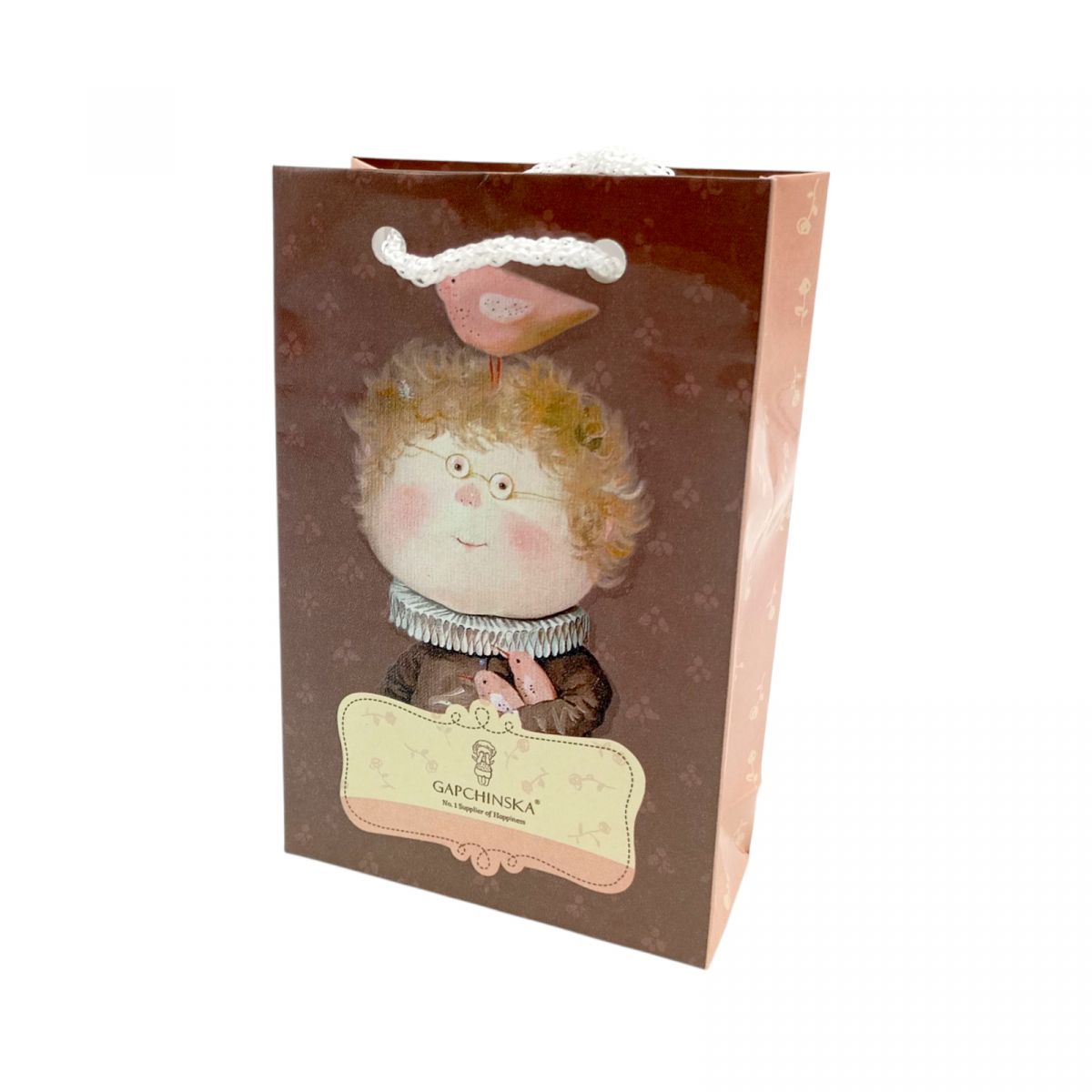 Пакет паперовий 8*12*3. 5 ХЛОПЧИК ПАН КОЦЬКИЙ- КОРИЧНЕВИЙ  фото 1