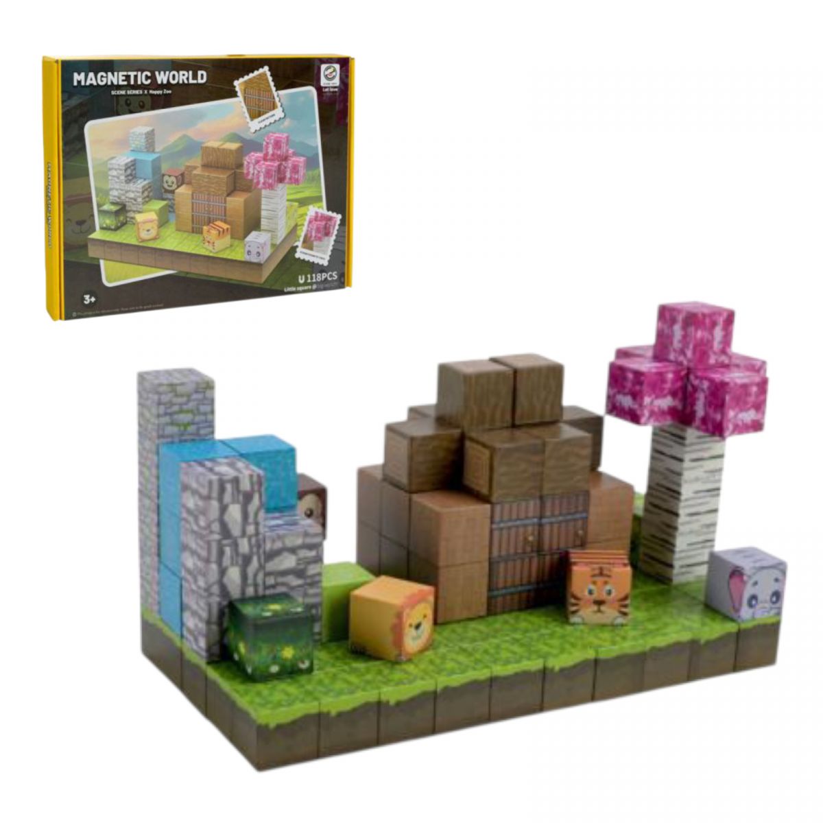 Магнітний конструктор 118дет.  короб.  28*3*21см  фото 1