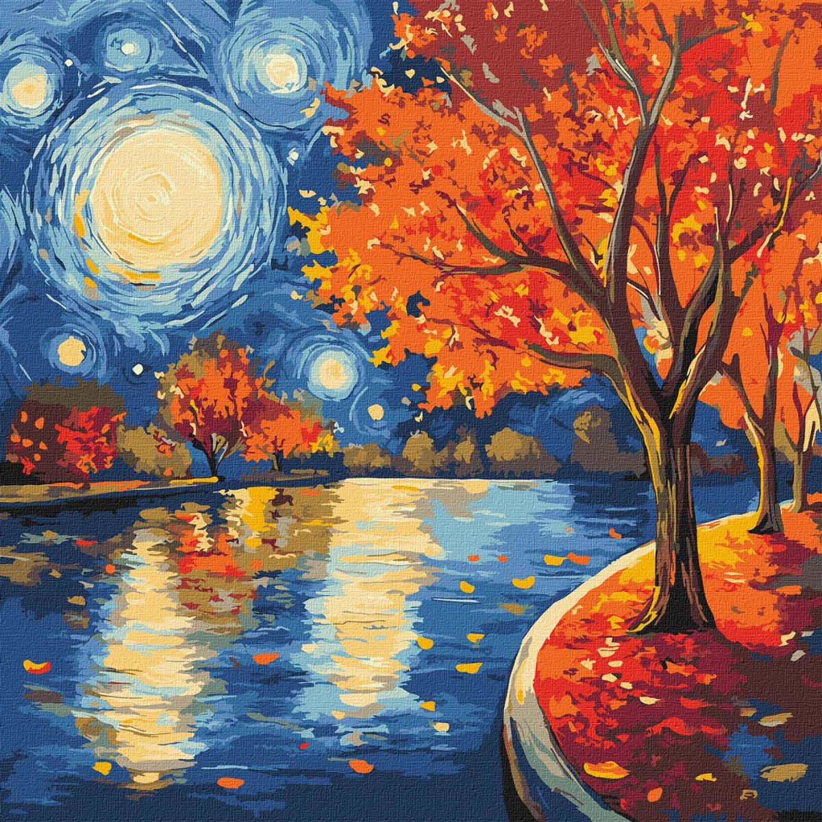 Картина за номерами "Осіння ніч" 40х40см  фото 1