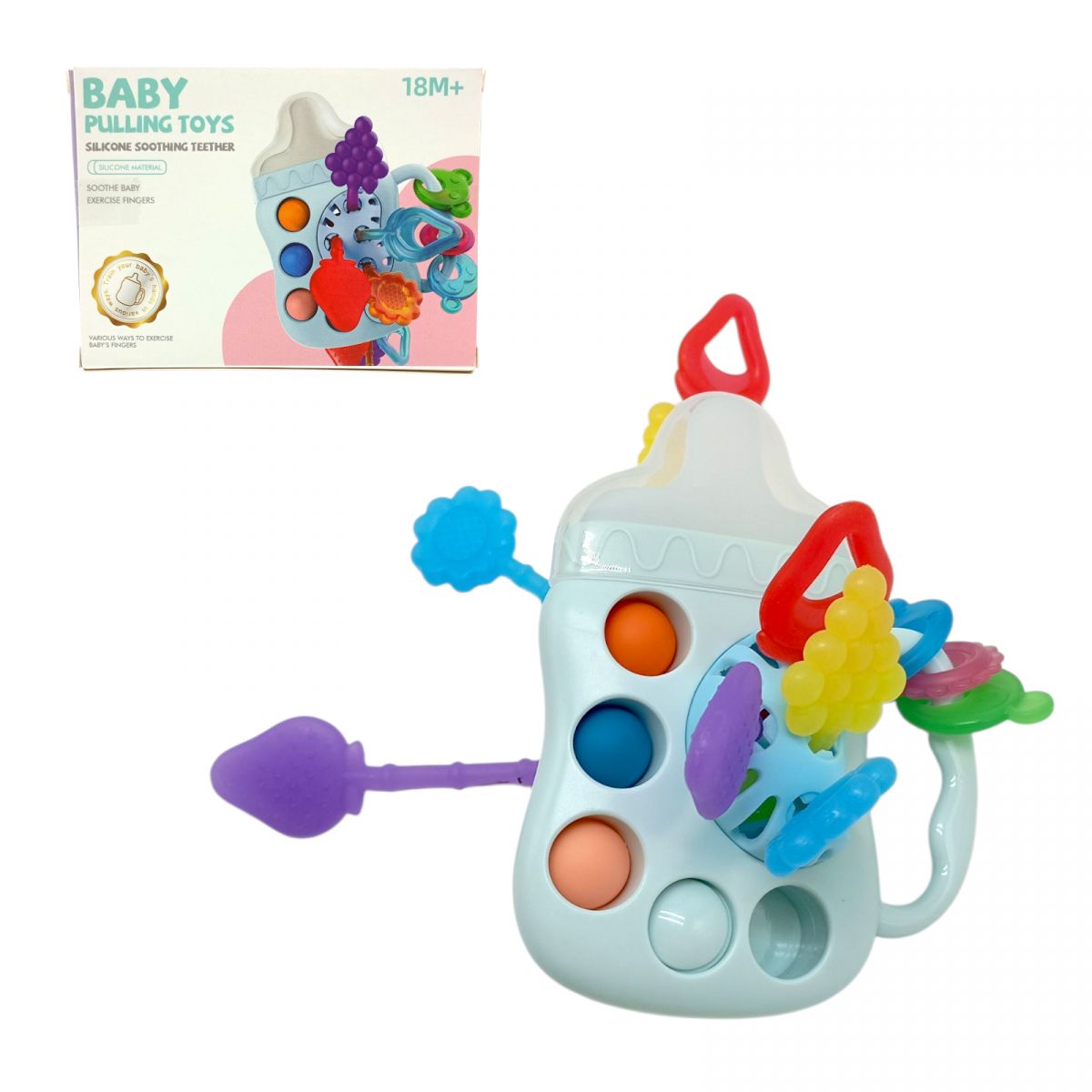 Погремушка Монтессори развивающая бутылочка с прорезывателем  фото 1