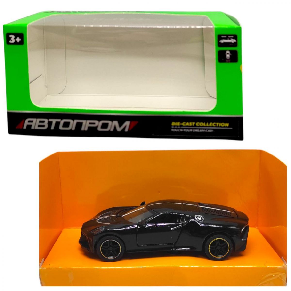 Машинка металева "АВТОПРОМ 1:43, BUGATTI" (ЧОРНА)  фото 1