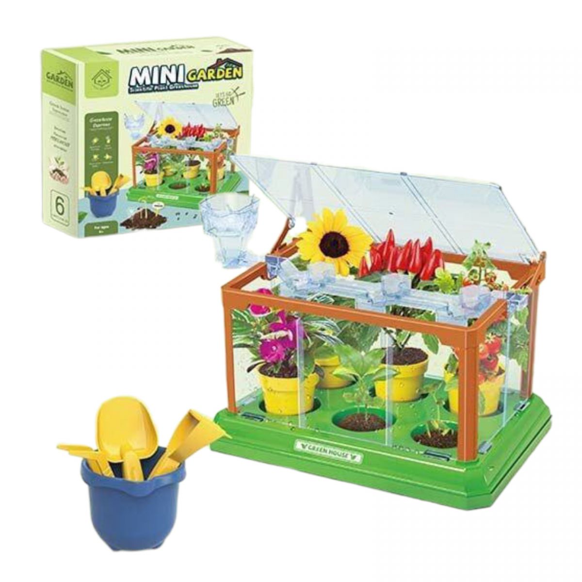 Теплица зерна, торф, горшки, наклейки, книжечка, в коробке  фото 1