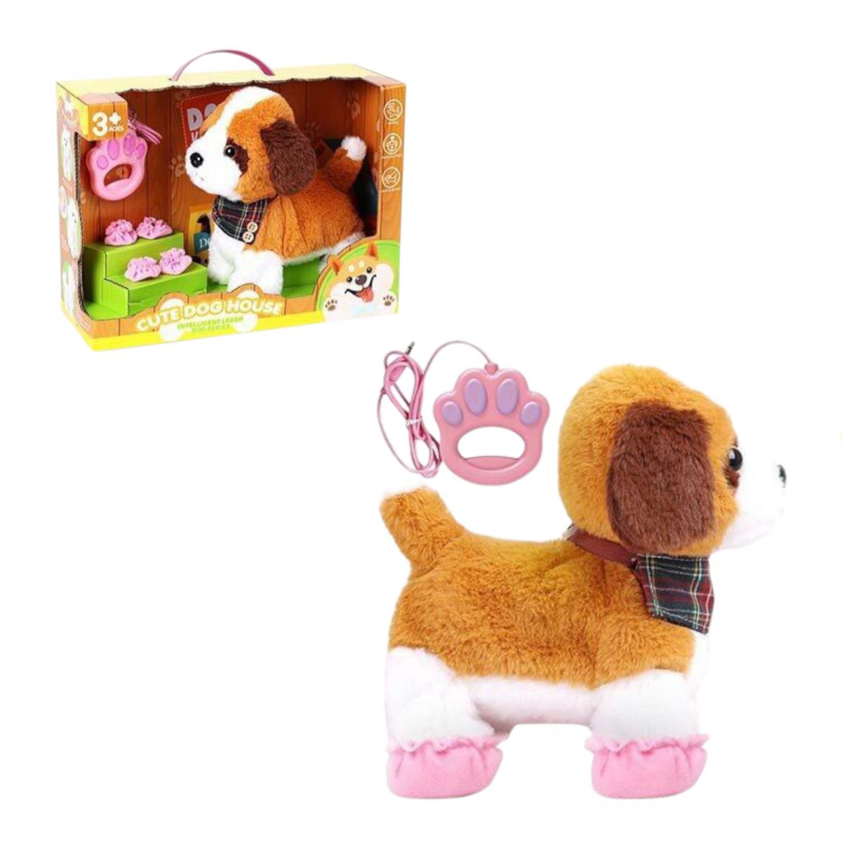 Улюбленець “Песик”, ходить, звуки, аксесуари, на повідці, рухає хвостиком, сенсорні ділянки, реагує на плескіт у долоні, на батарейках, в коробці  фото 1