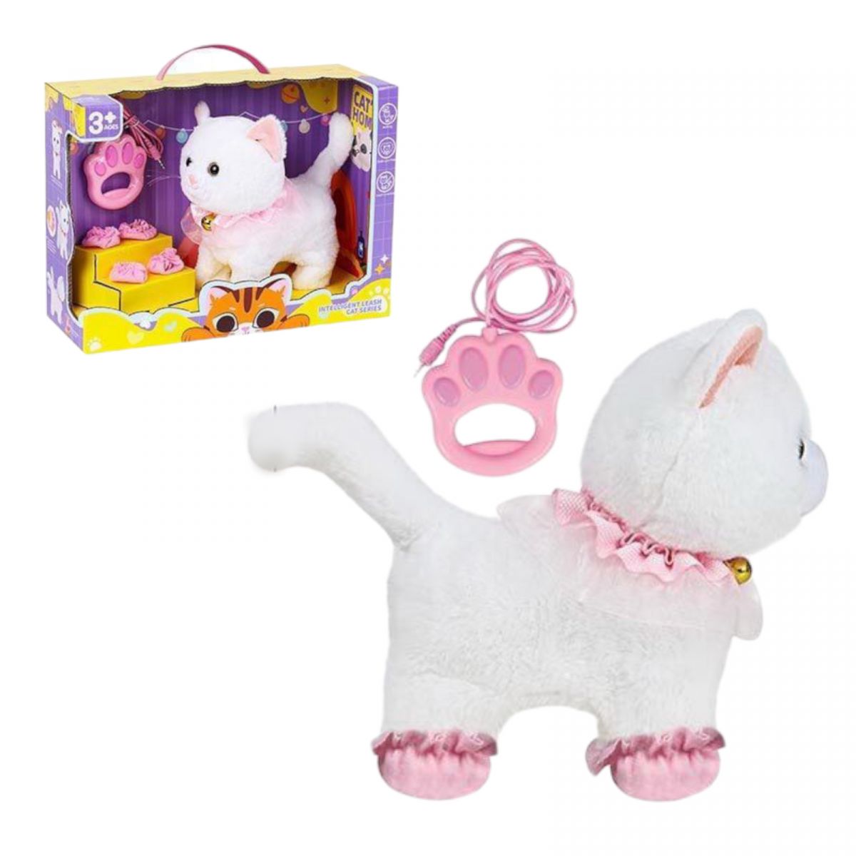 Улюбленець “Кіт”, ходить, звуки, аксесуари, на повідці, рухає хвостиком, сенсорні ділянки, реагує на плескіт у долоні, на батарейках, в коробці  фото 1