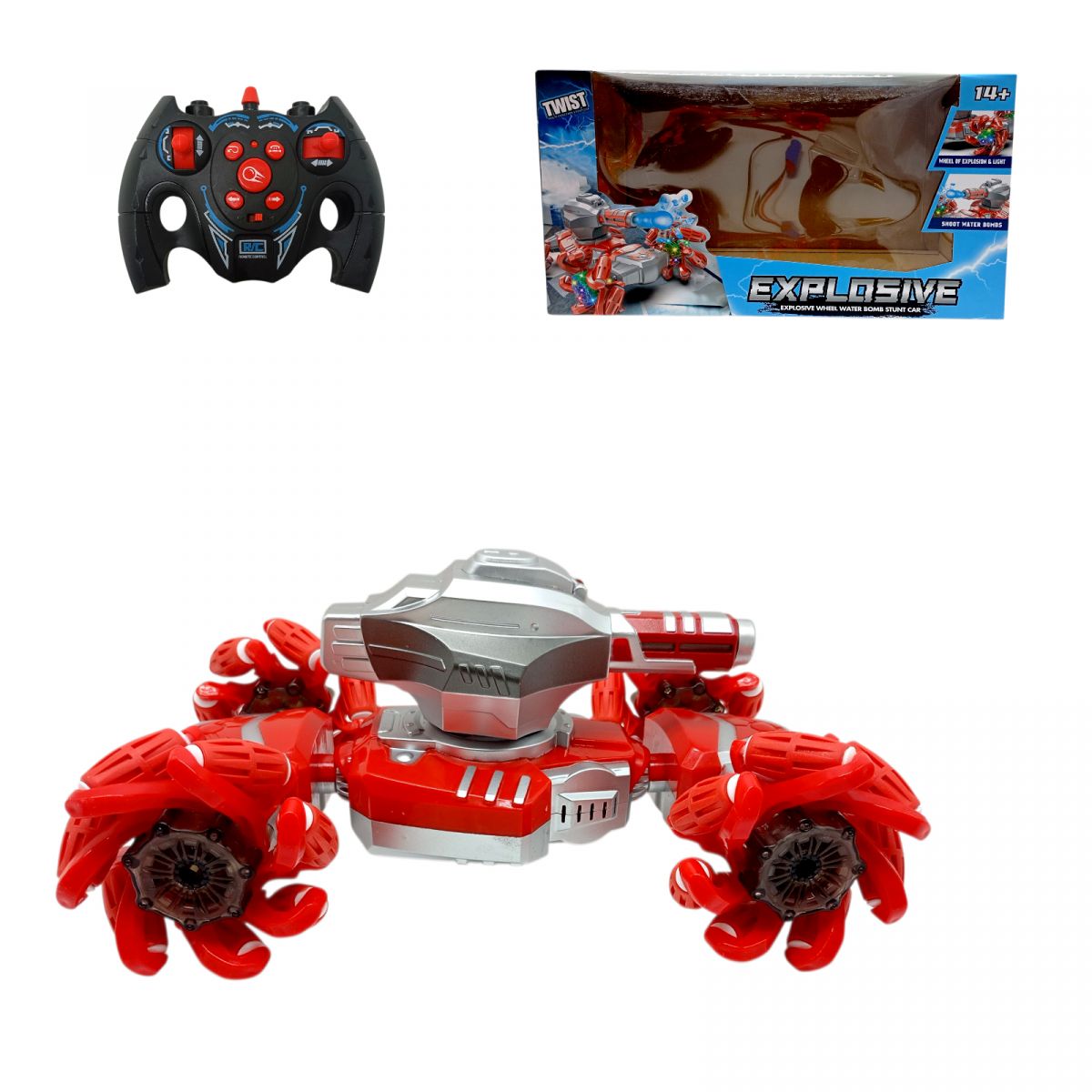 Танк на радіокеруванні, світло, стріляє орбізами, обертається на 360°, підіймає корпус, акум.  3. 7 V, роликові колеса, в коробці  фото 1