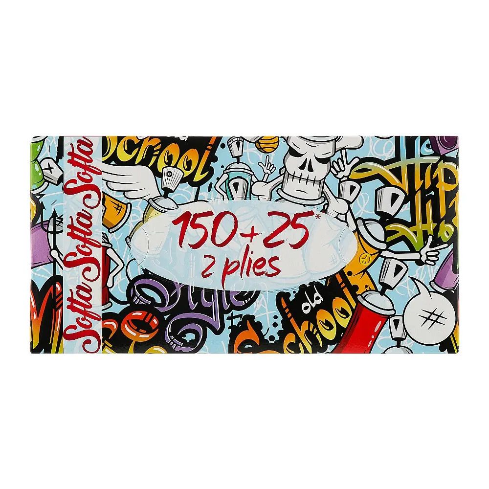Softa Chisto Graffiti Among Us серветки косметичні сухі 2-х шар.  150+25шт.  фото 1