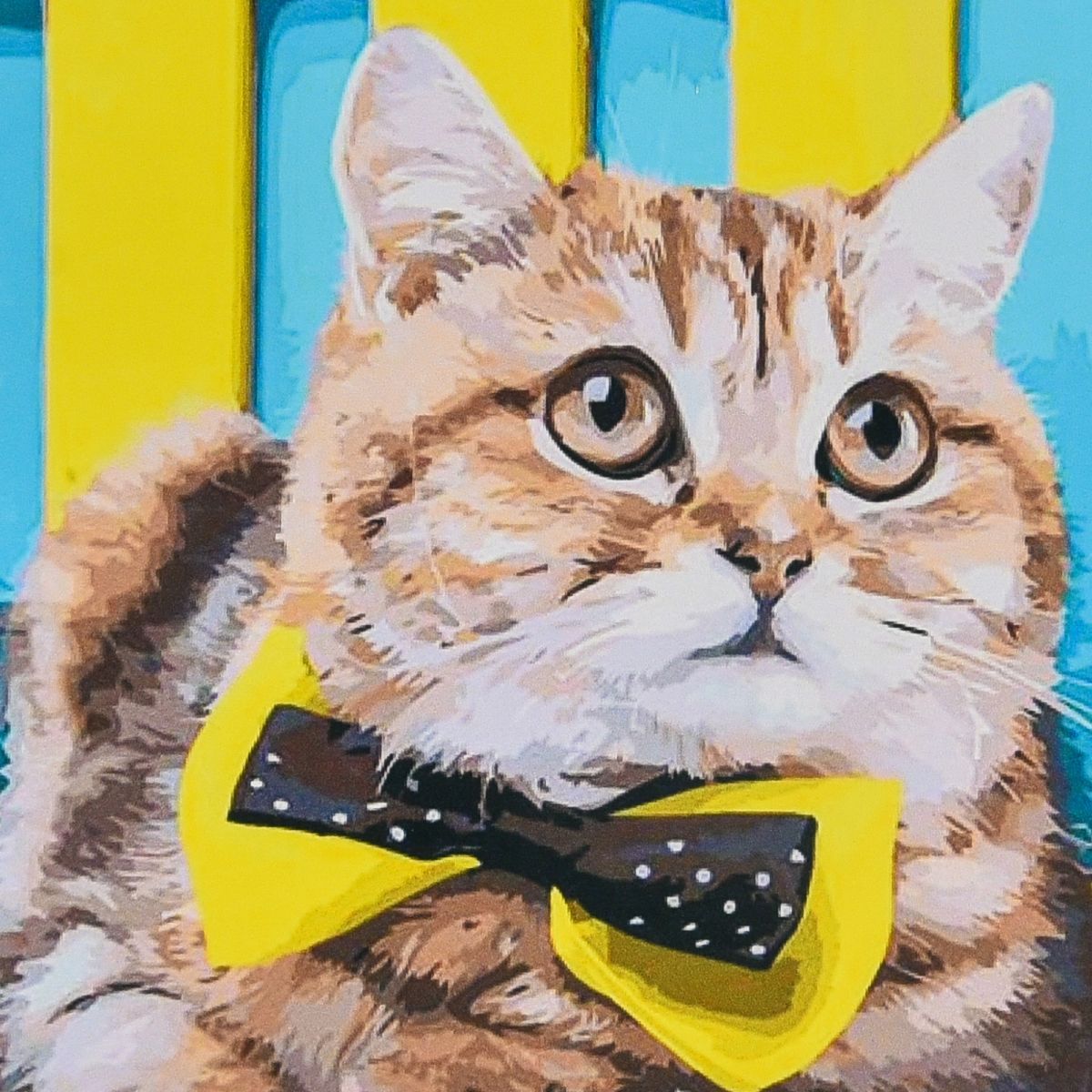 Уцінка.  Алмазна мозаїка "Кіт у святковому настрої" 30х30 см - Пошкоджена слюда  фото 1