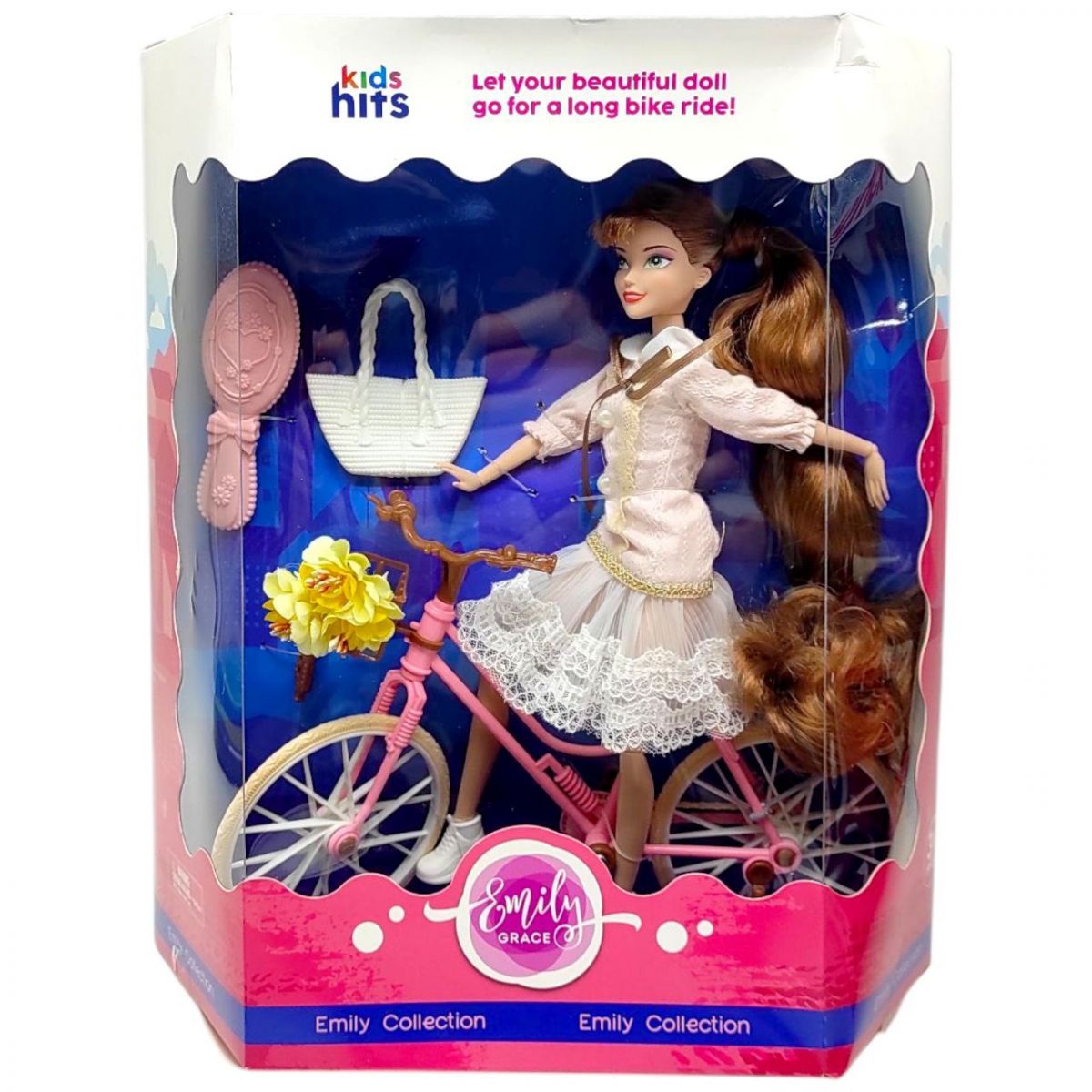 Лялька "Emily Romantic з велосипедом" короб.  30*34*10  см  фото 1