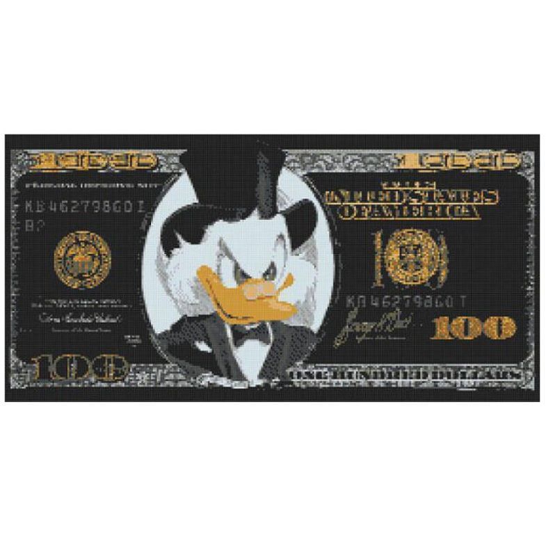 Уцінка.  Алмазна мозаїка "Скрудж Макдак, долар чорний" 80х40 см - Порвана слюда  фото 1