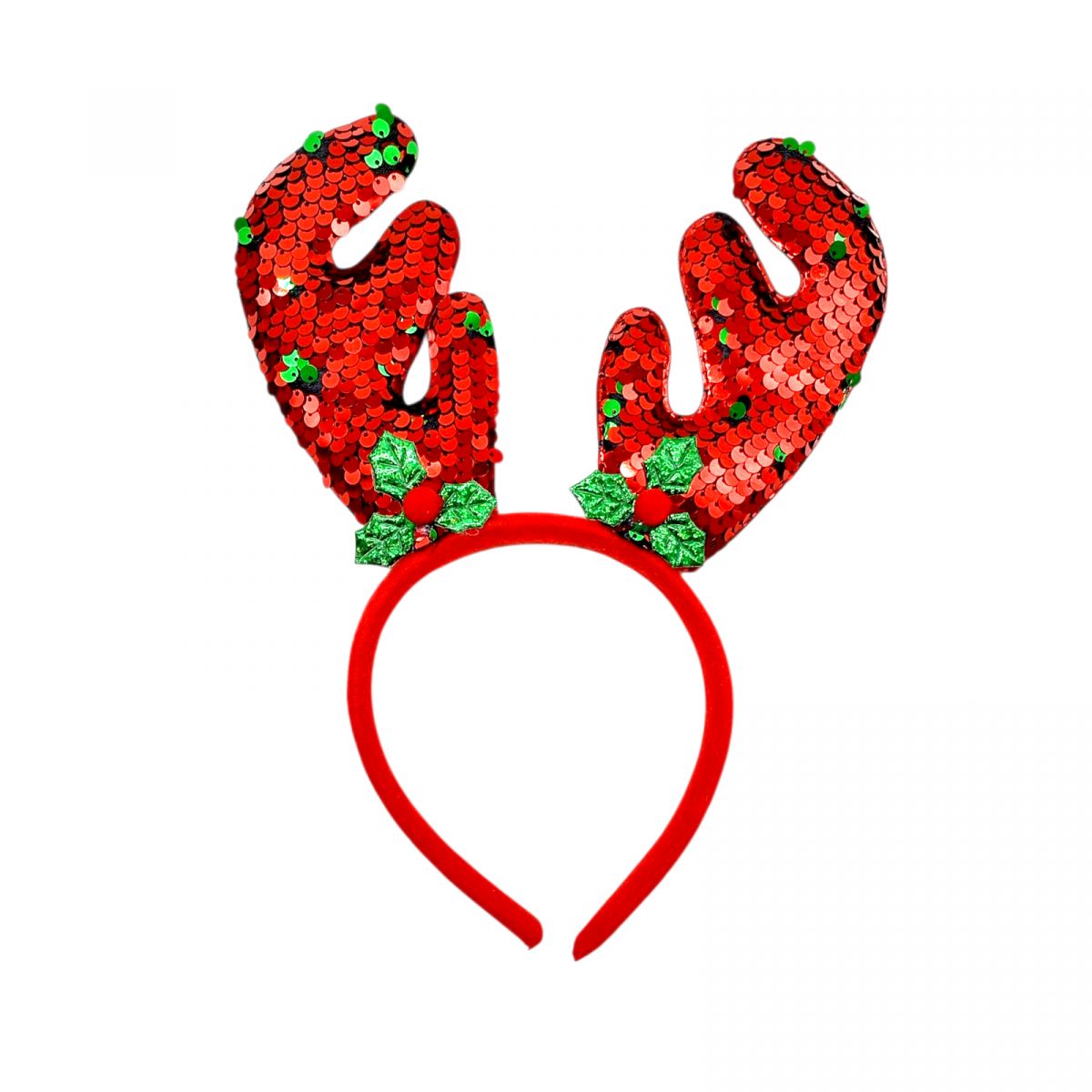 Обруч оленьи рожки с пайетками 25 см  фото 1