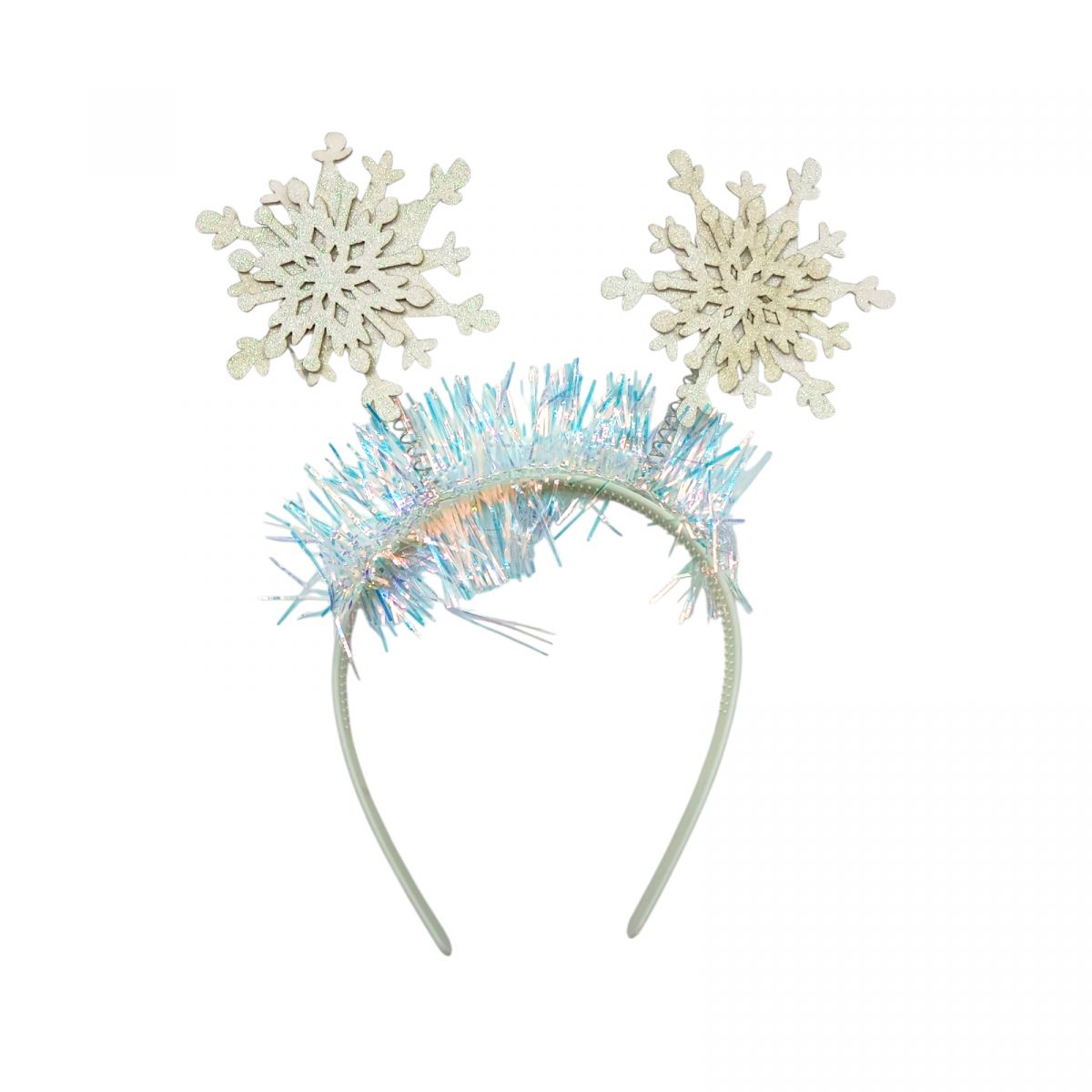 Новорічні обручі сніжинка з блискітками 24 см  фото 1