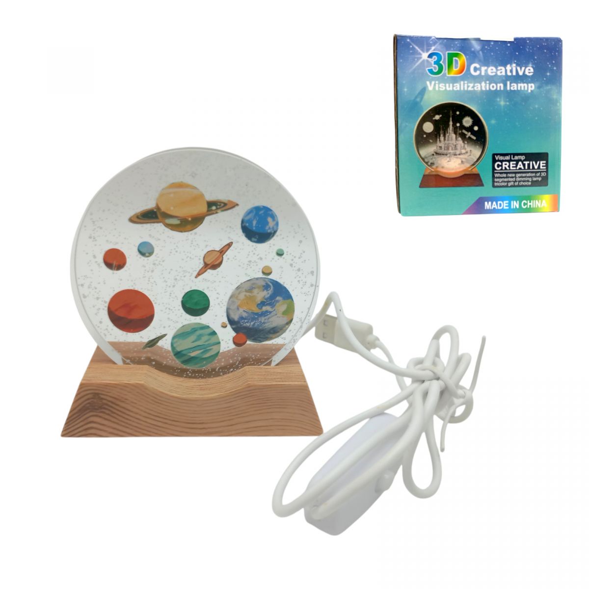 Ночник плоский стеклянный Планеты солнечной системы 8 см  фото 1