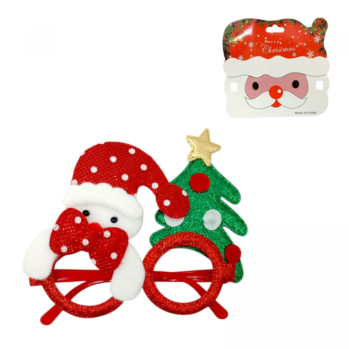 Новорічні окуляри Ялинки та Сніговики 13 см  фото 1