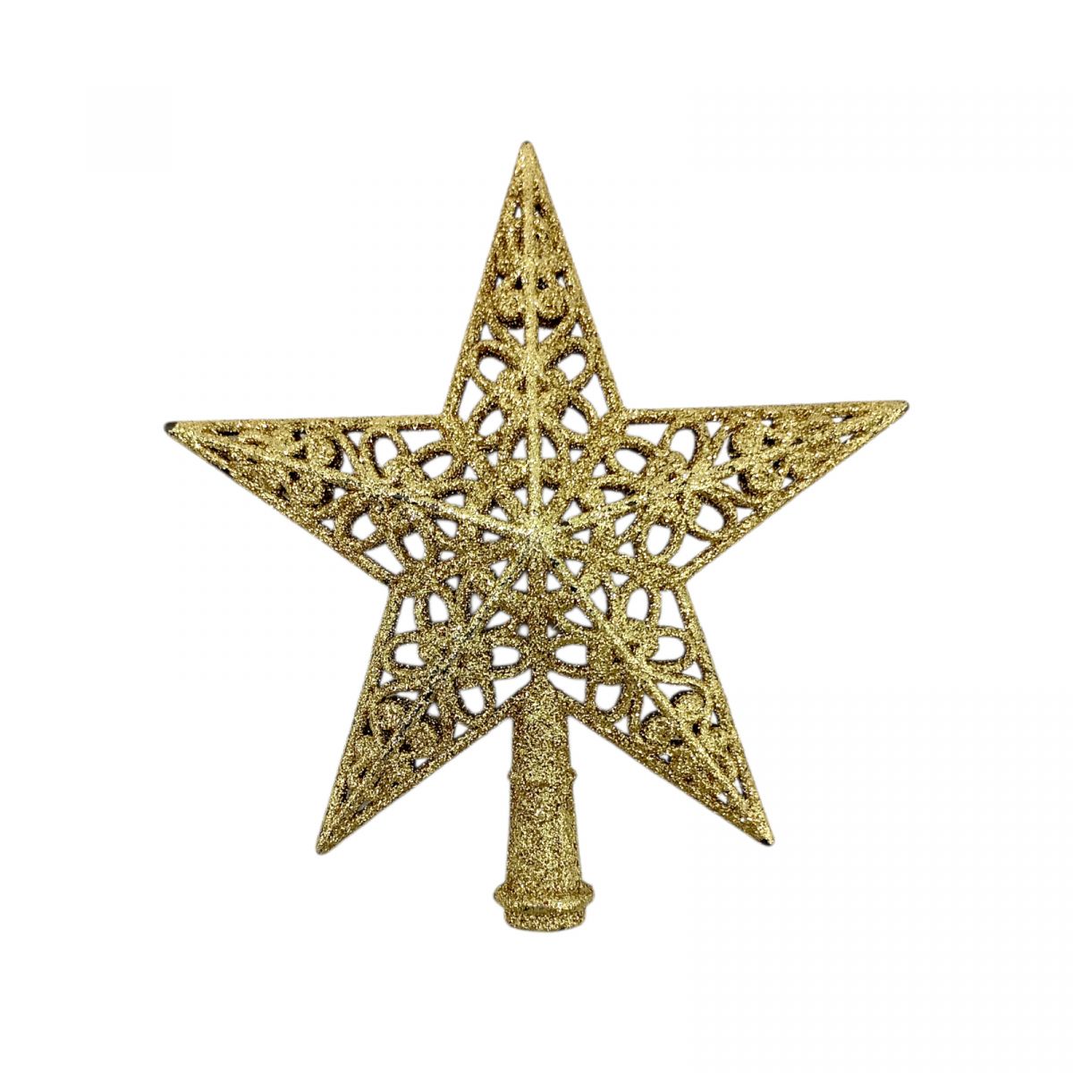 Верхушка для елки звезда золотая нарезная 15 см  фото 1