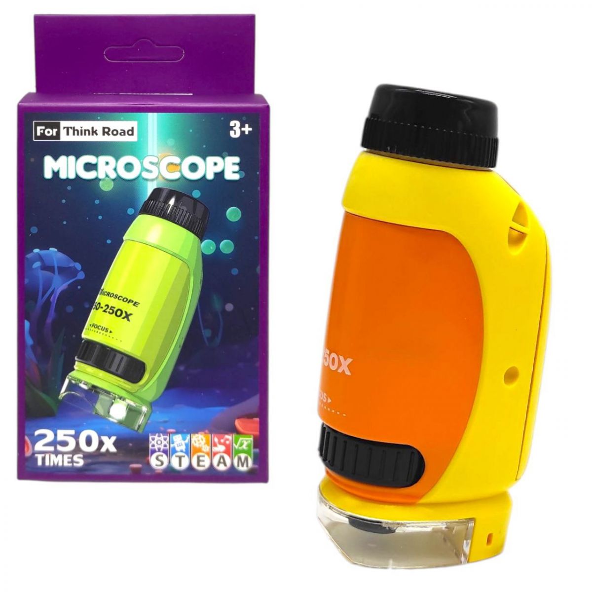 Мікроскоп 250х збільшення, (ПОМАРАНЧЕВИЙ)  фото 1