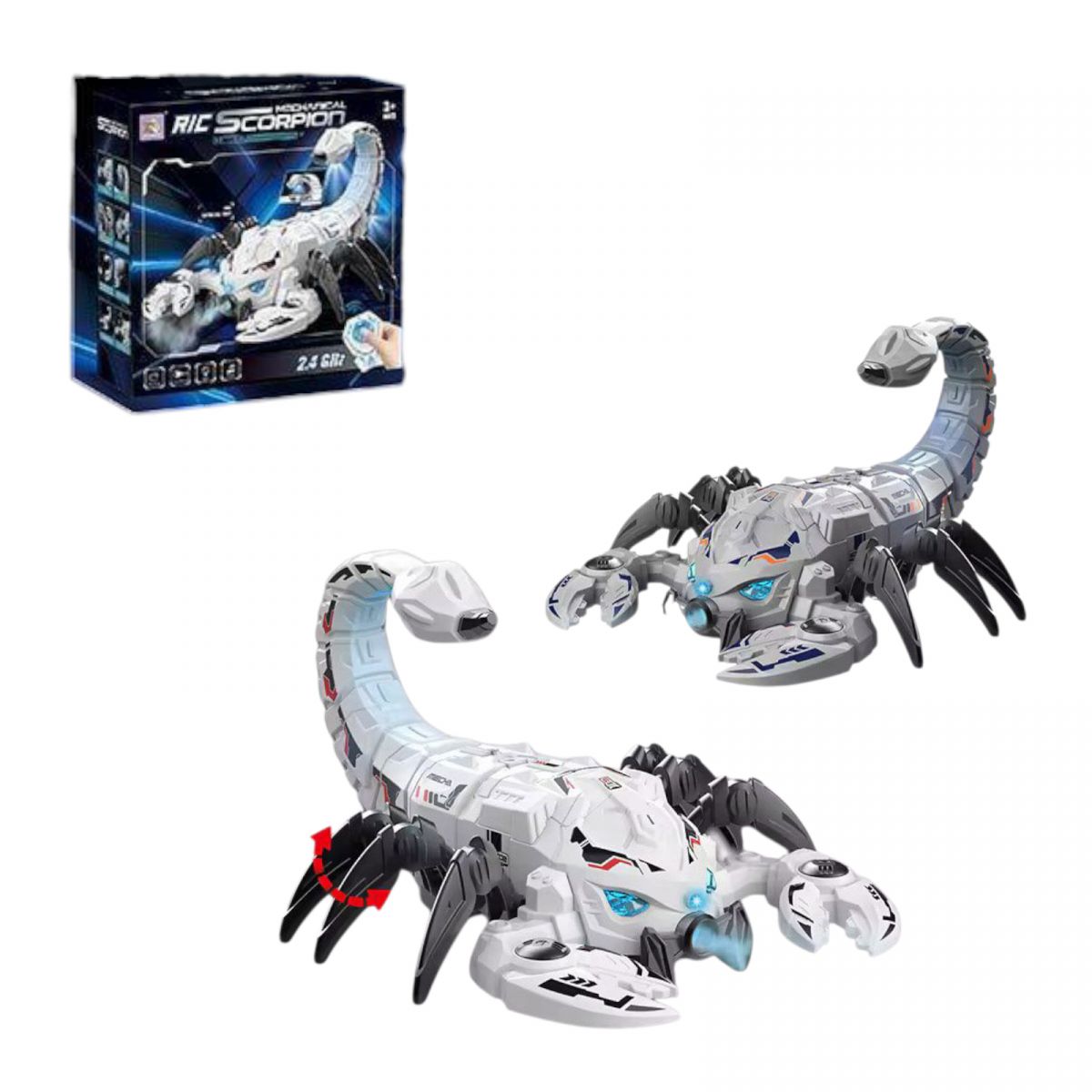 Скорпіон на радіокеруванні 2 вида, підсвічування, від батарейок, звуки, парогенерація, проєктор, ходить, мелодії, пульт 2. 4 GHz, в коробці  фото 1