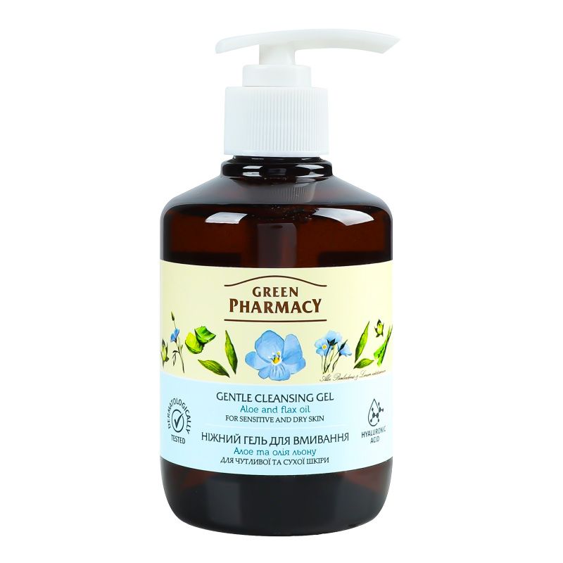 Green Pharmacy Гель для вмивання Ніжний Алое та олія льону, 270мл  фото 1