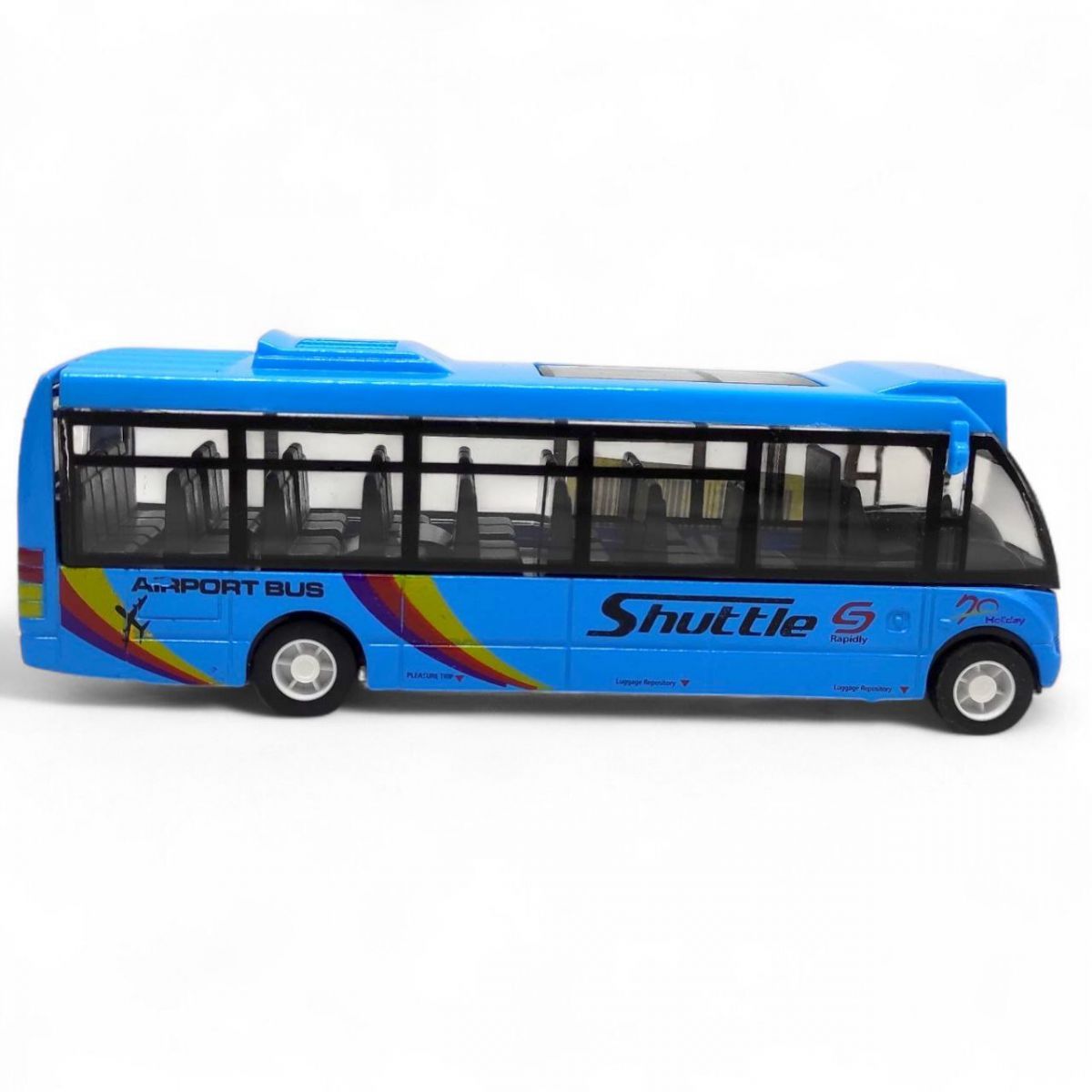 Уцінка.  Автобус інерційний, озвучений, зі світлом,(БЛАКИТНИЙ) Відломане одне дзеркало  фото 1