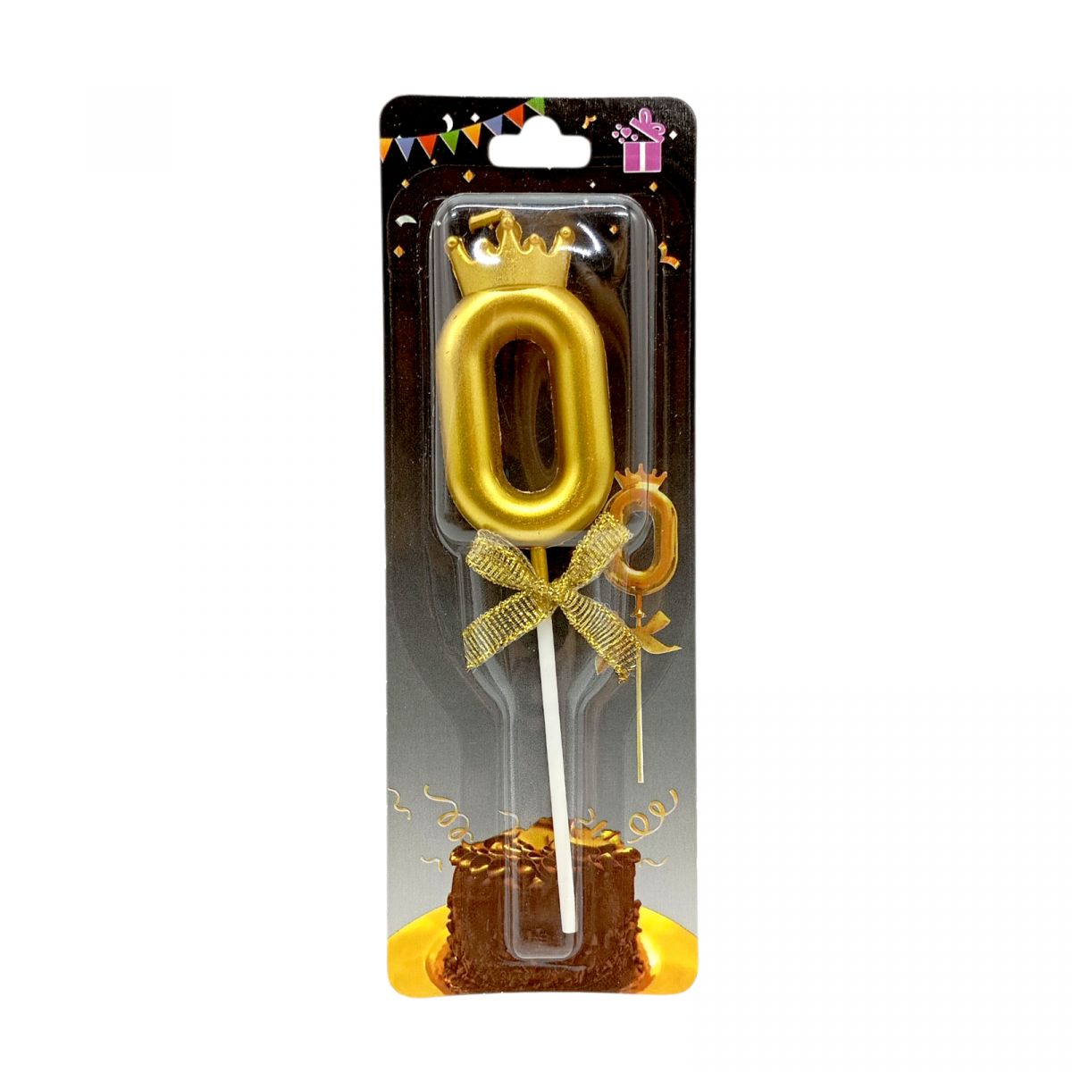 Свічка для торта "Цифра 0 з короною" (ЗОЛОТО)  фото 1