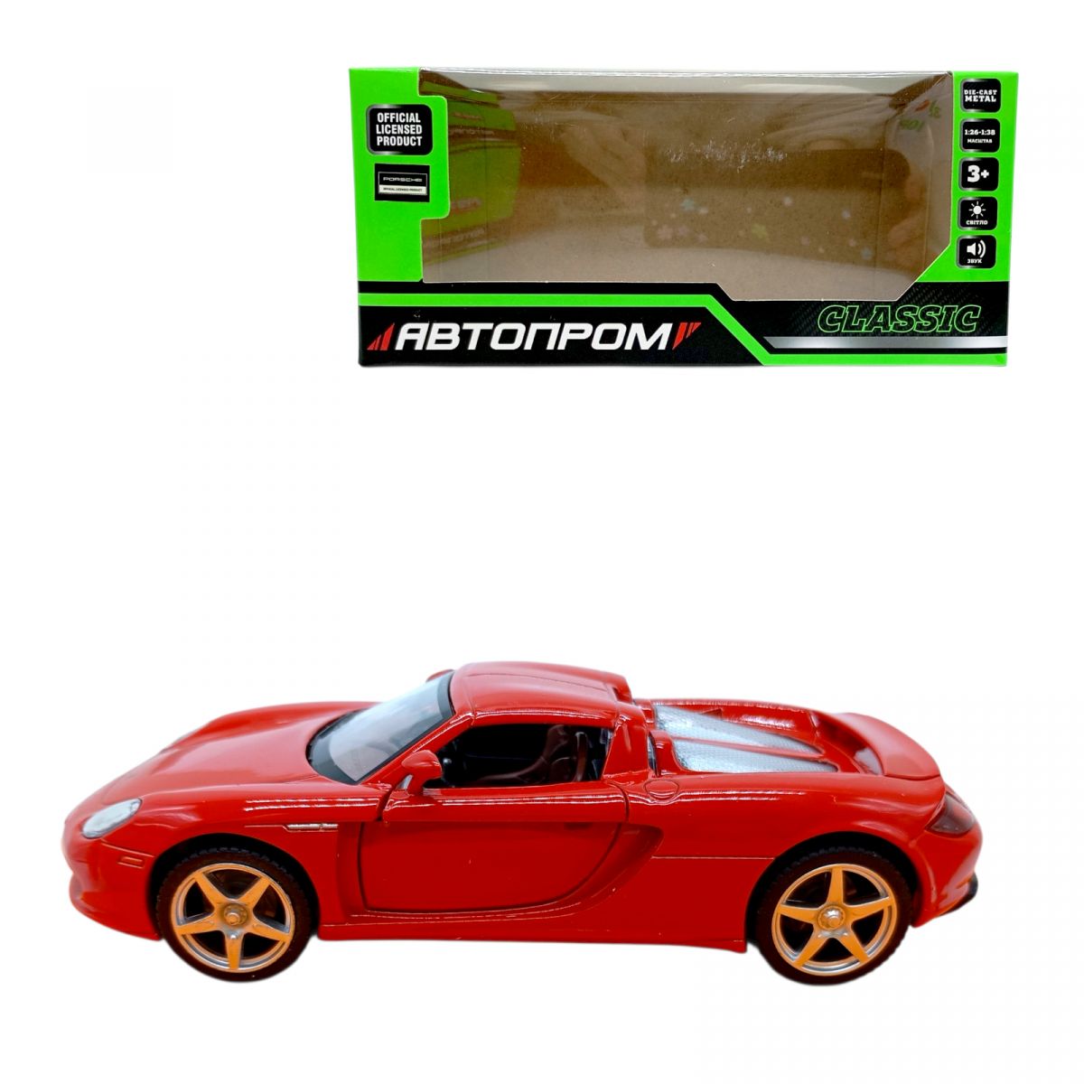 Машина мет.  1:32 Porsche Carrera GT, батар. , свет, звук, откр.  двери  фото 1