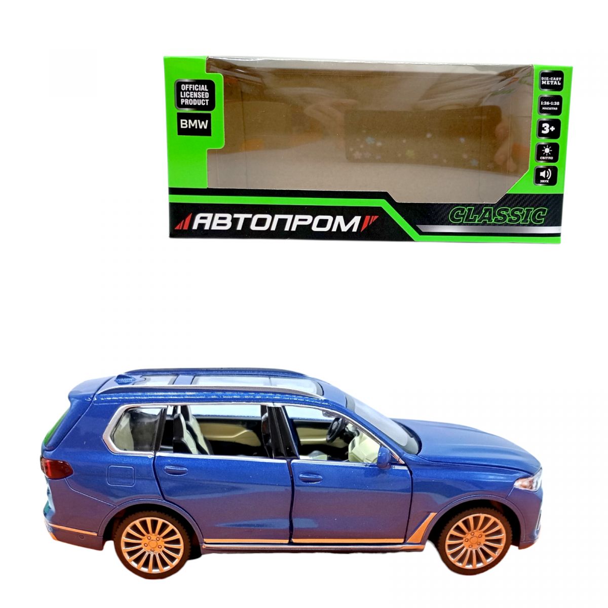 Машина мет.  1:32 BMW X7, батар. , світло, звук, відкр.  двері  фото 1