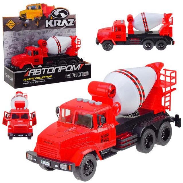 Машинка пластикова "Будівельна техніка.  АВТОПРОМ.  КРАЗ" (світло , звук, короб.  32,5*19*12 см)  фото 1