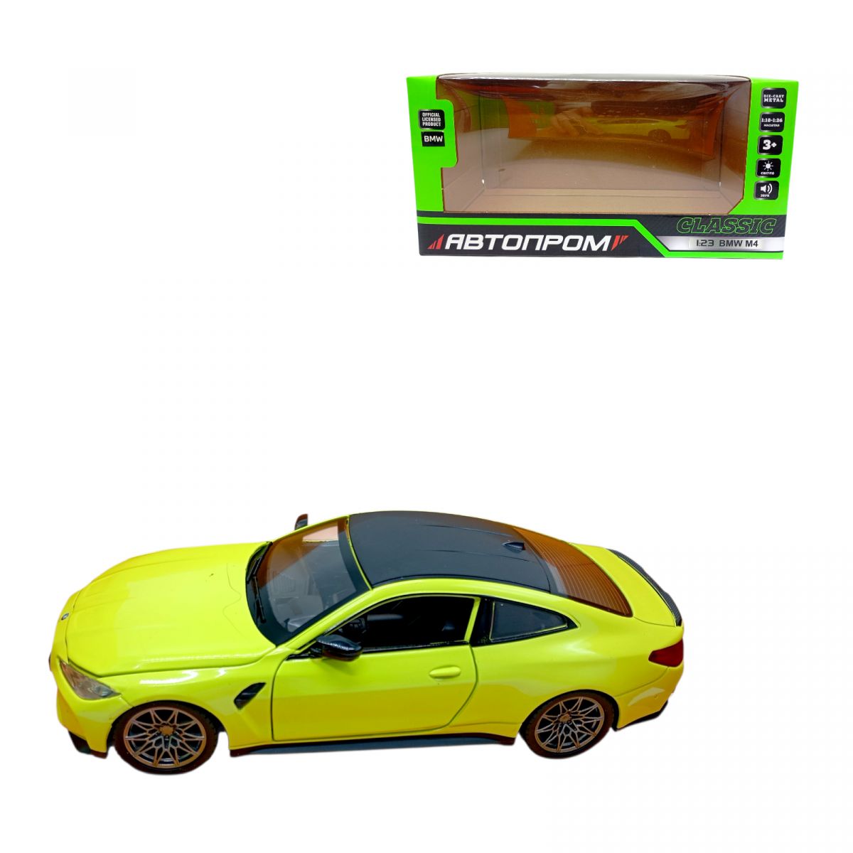 Игрушка машина мет.  1:24 BMW M4, батар. , свет, звук, откр.  двери  фото 1