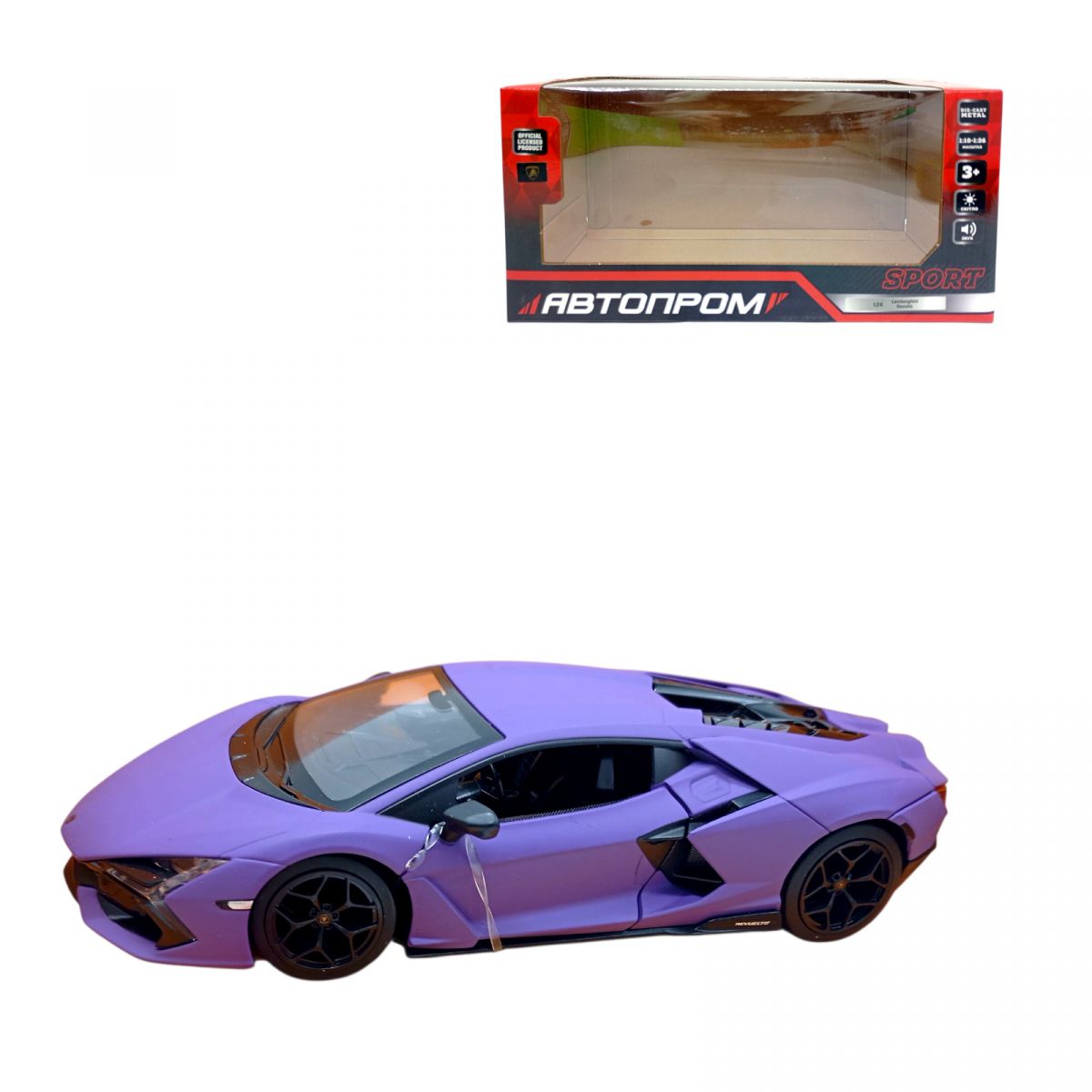 Игрушка машина мет.  1:24 Lamborghini Revuelto, бат. , свет, звук, откр.  двери  фото 1