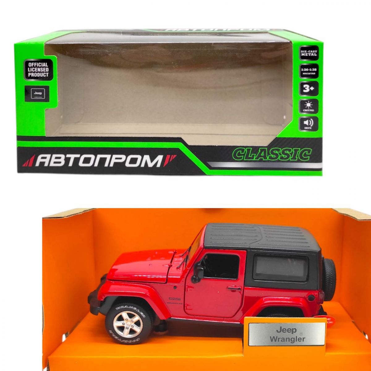 Машинка металева "АВТОПРОМ Jeep Wrangler" (ЧЕРВОНА)  фото 1